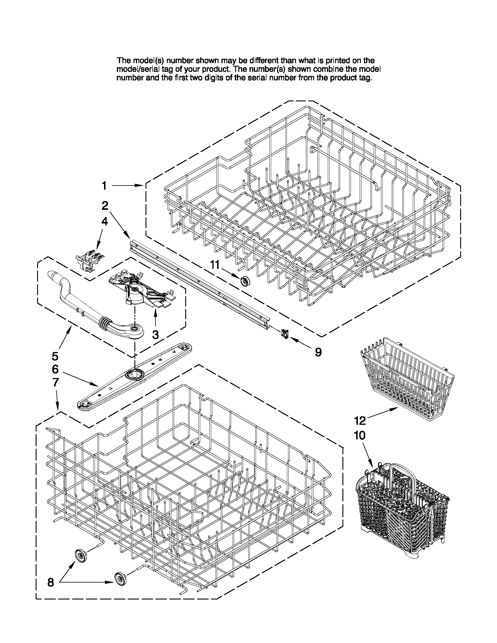 Upper and lower rack parts