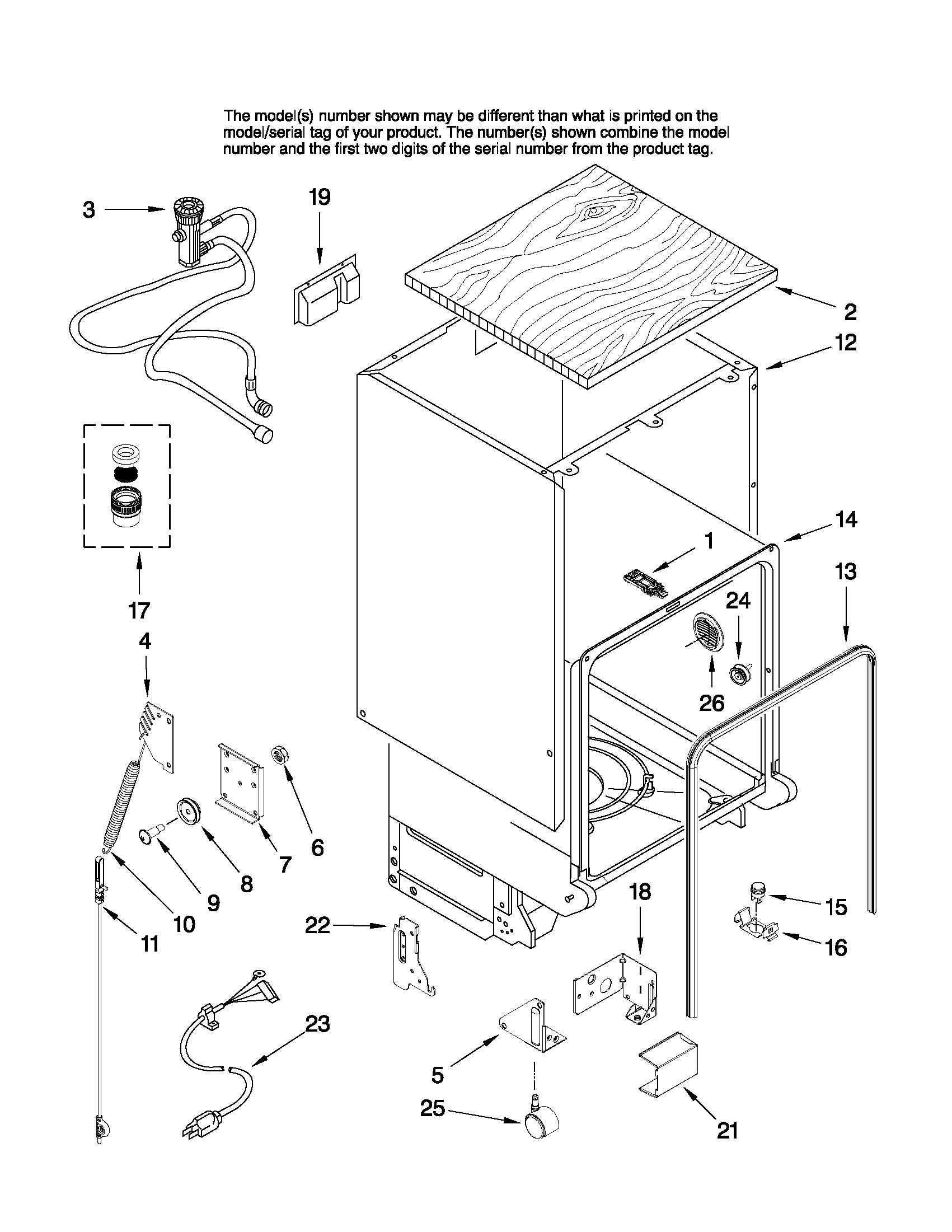 Tub and frame parts