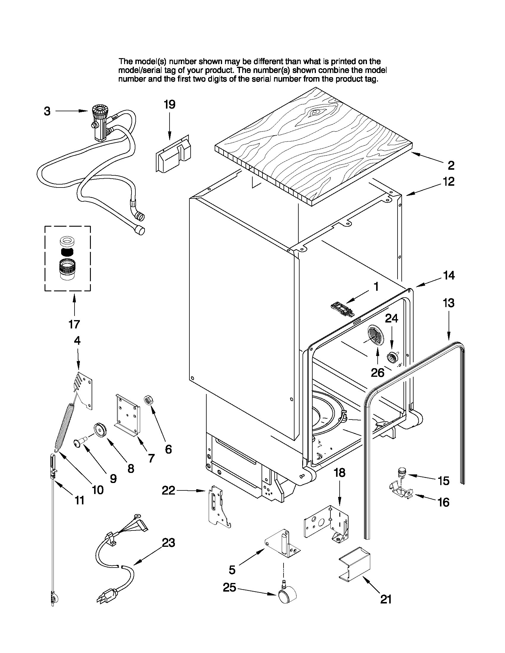 Tub and frame parts
