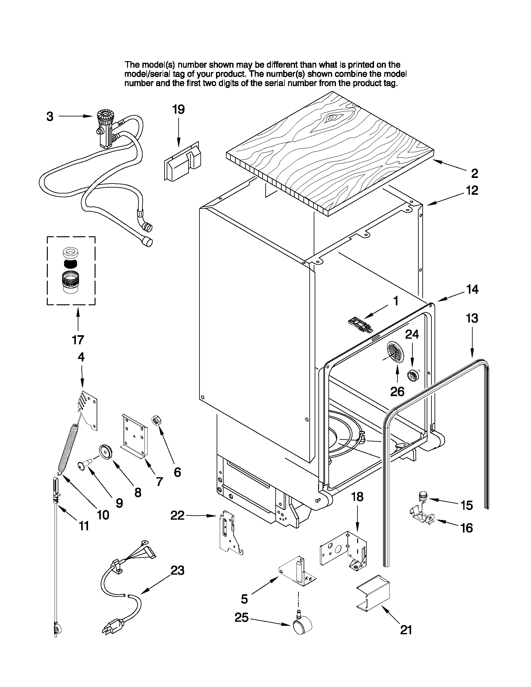 Tub and frame parts