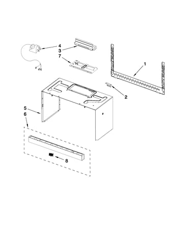 Cabinet and installation parts