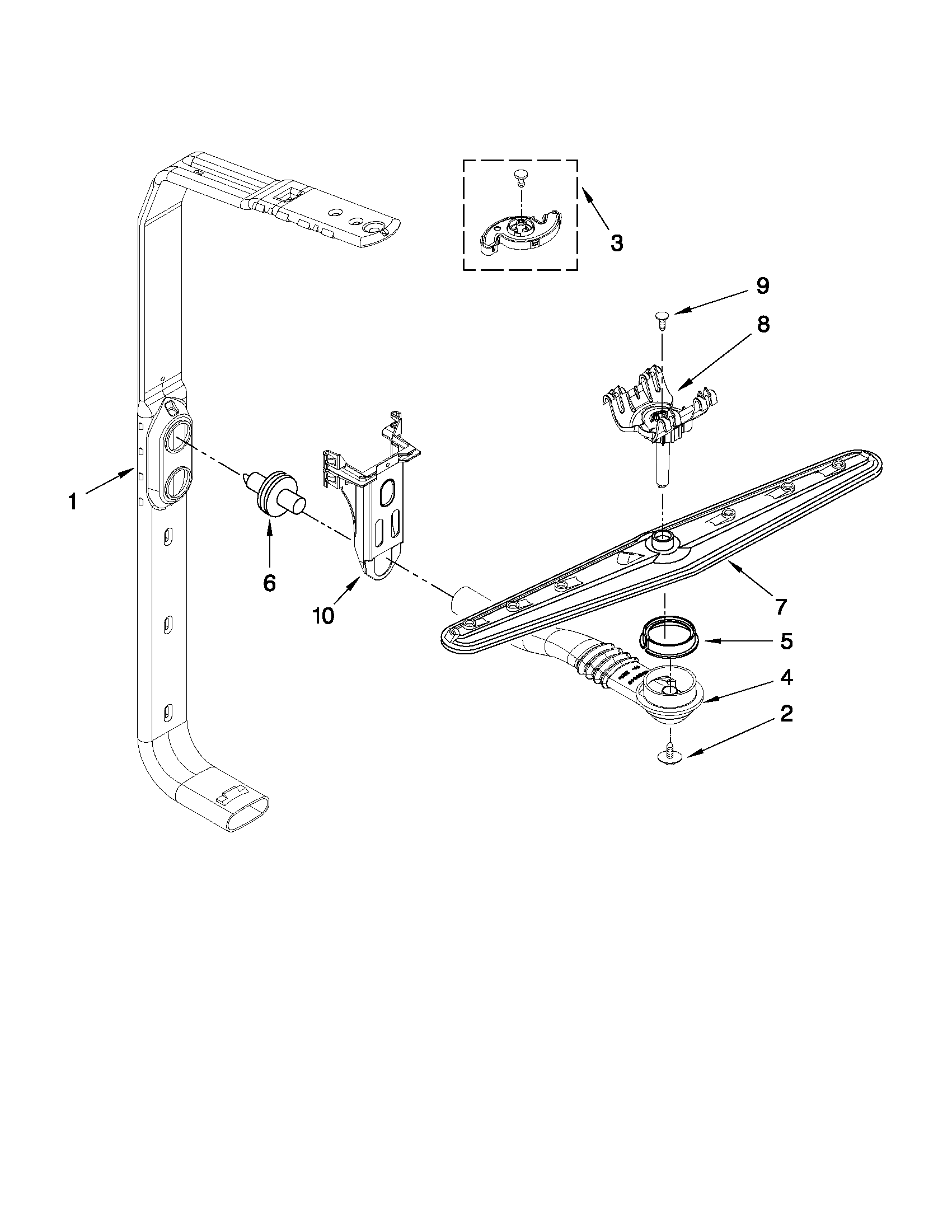 Upper wash and rinse parts
