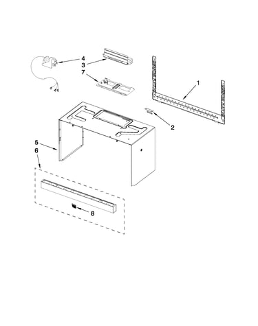 Cabinet and installation parts