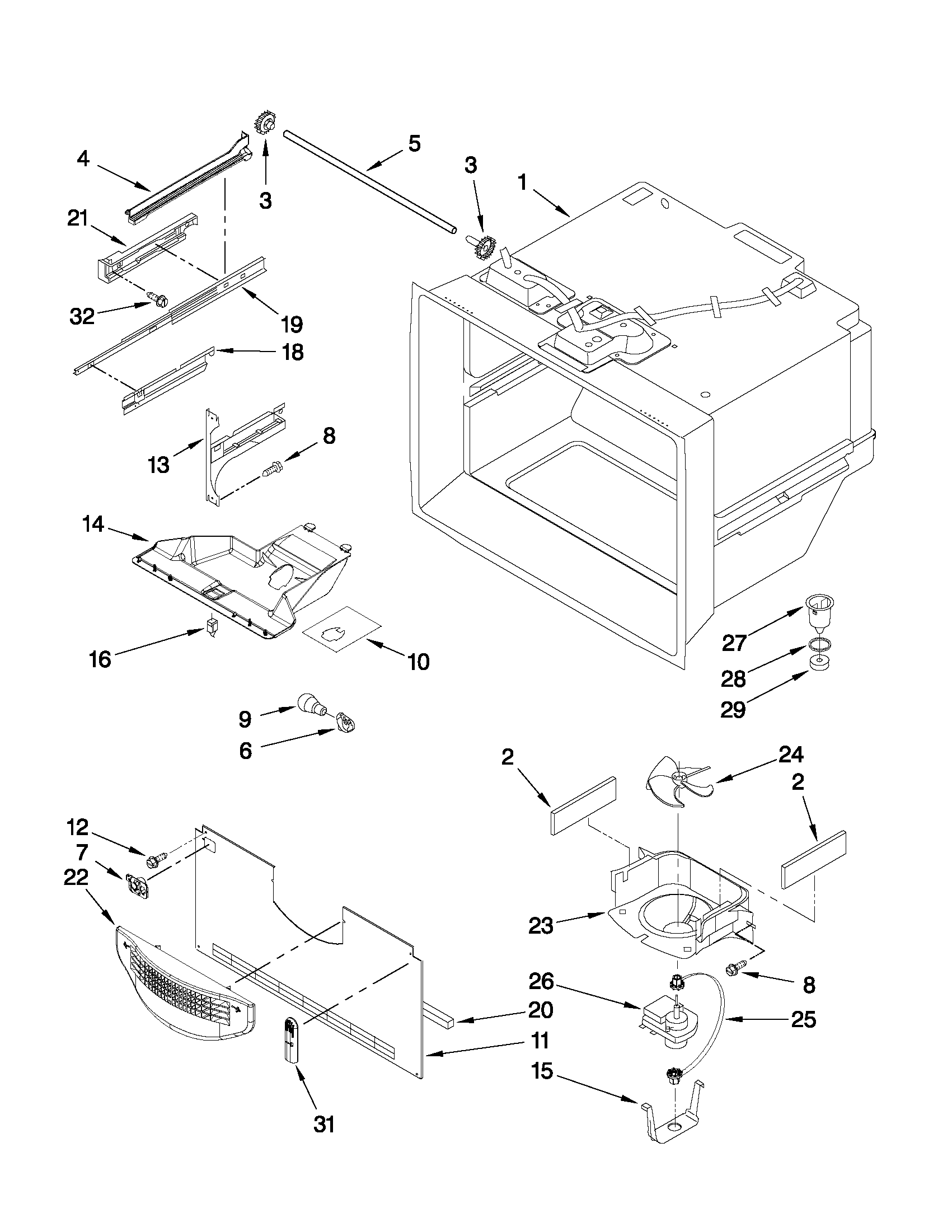 Freezer liner parts
