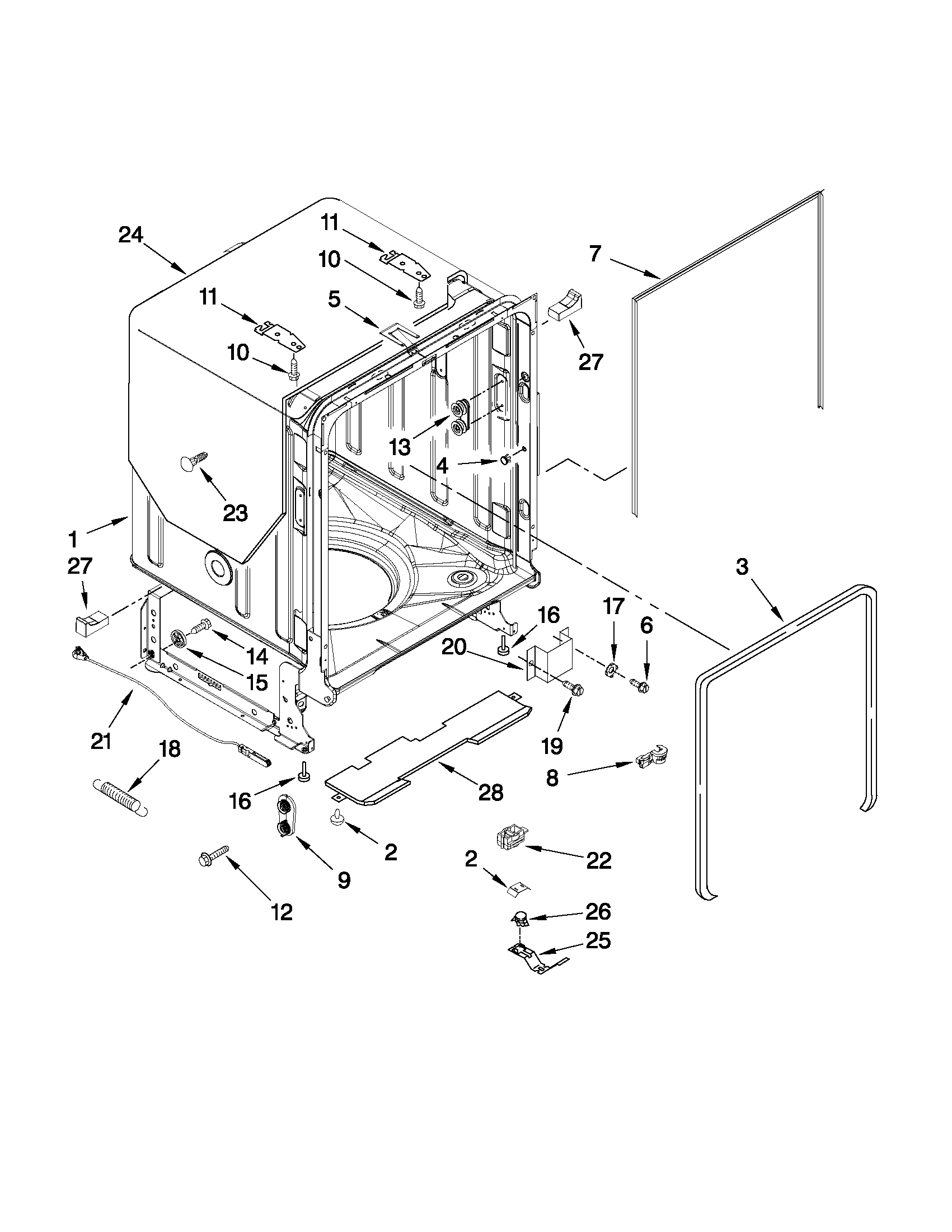 TUB AND FRAME PARTS