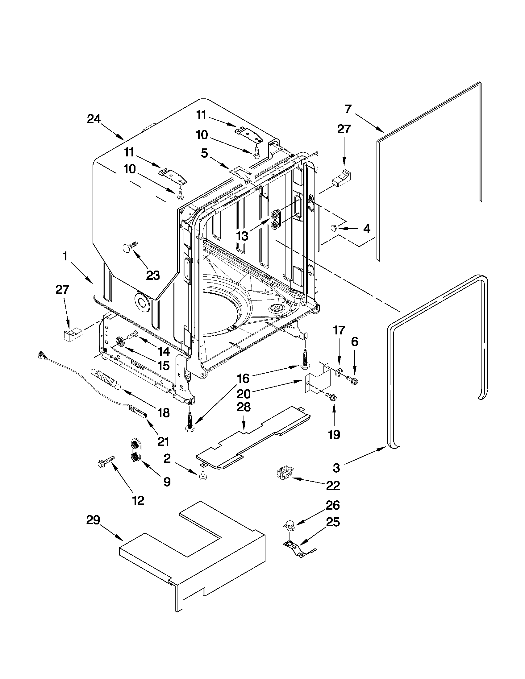 Tub and frame parts