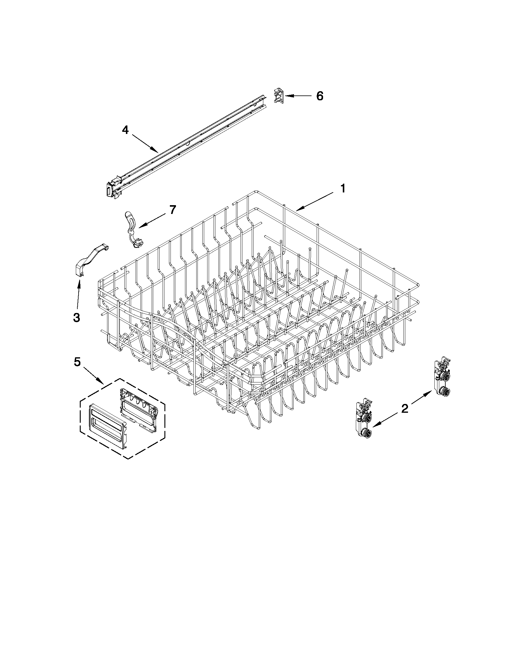 Upper rack and track parts
