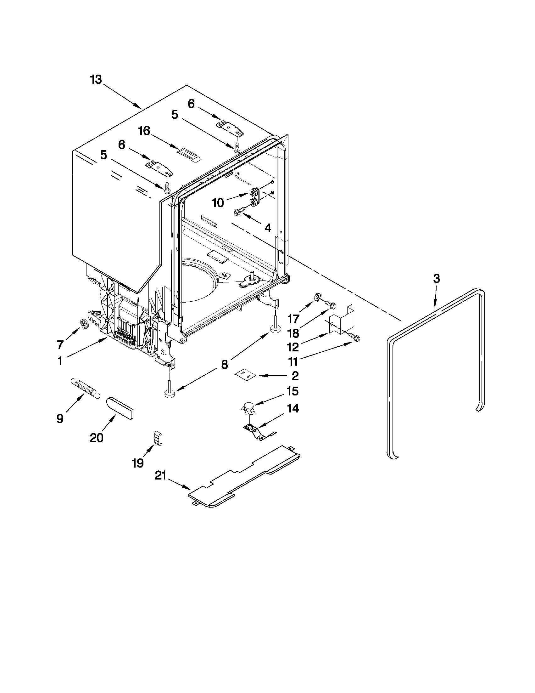 TUB AND FRAME PARTS