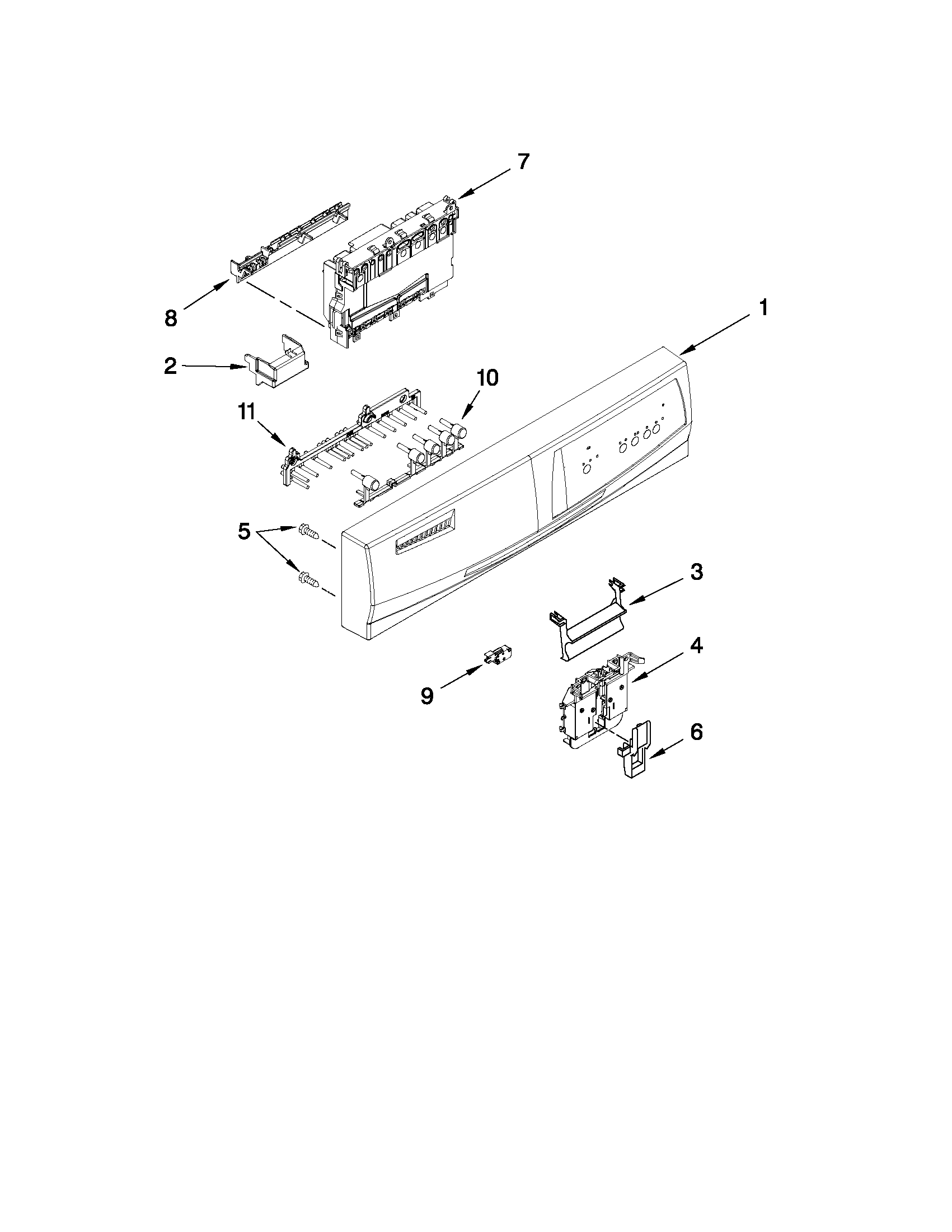 Control panel and latch parts