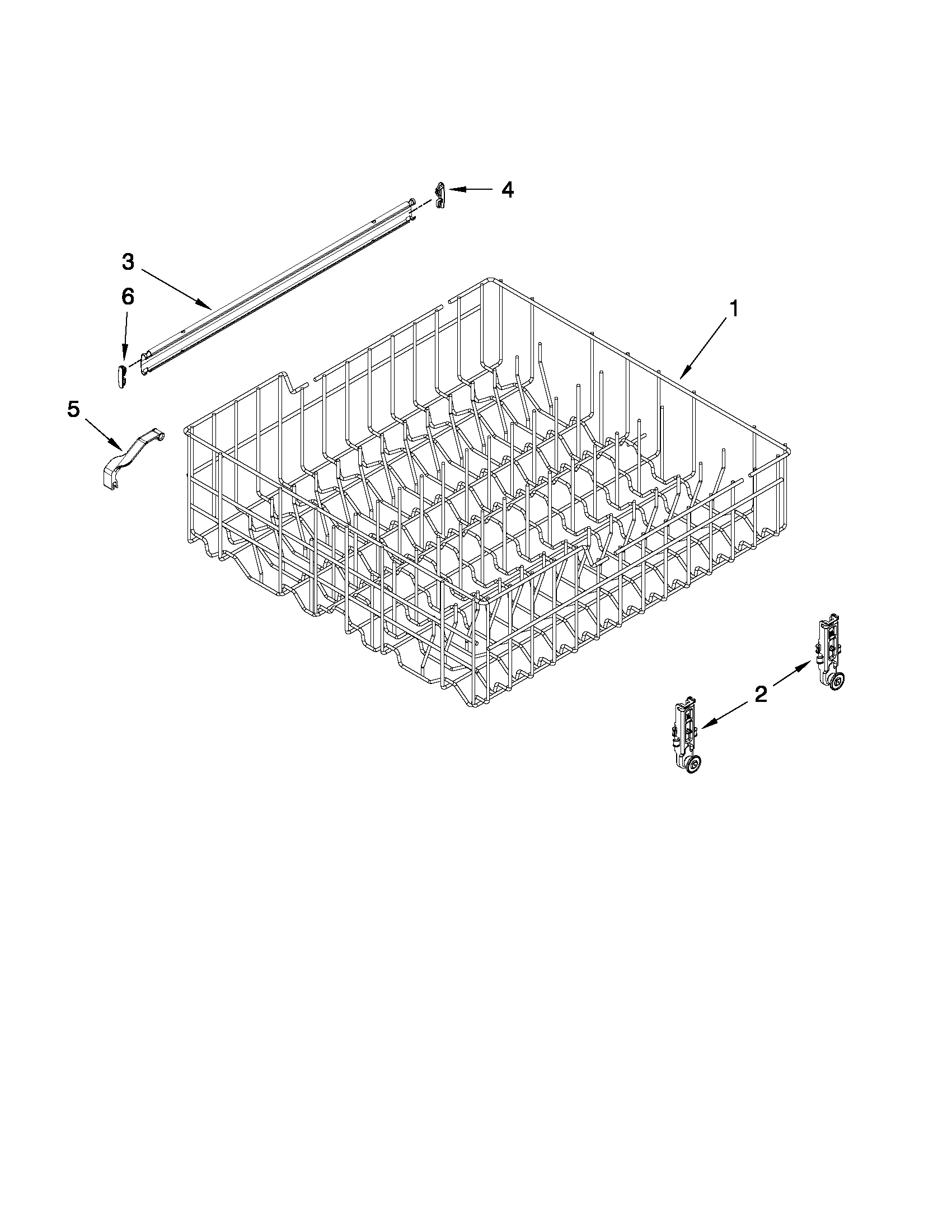 Upper rack and track parts