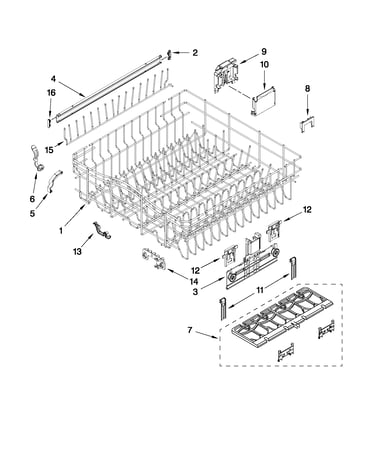 Upper rack and track parts