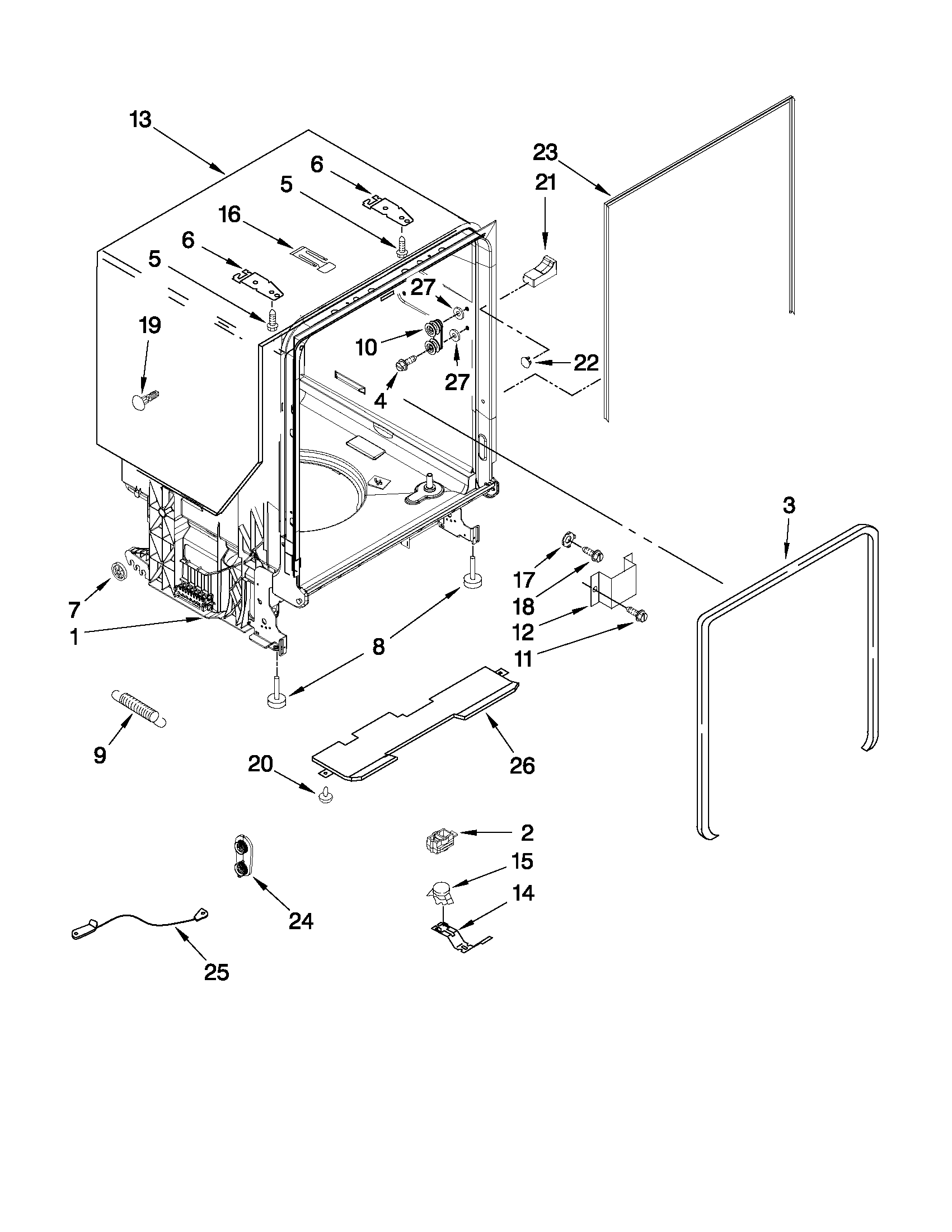 TUB AND FRAME PARTS