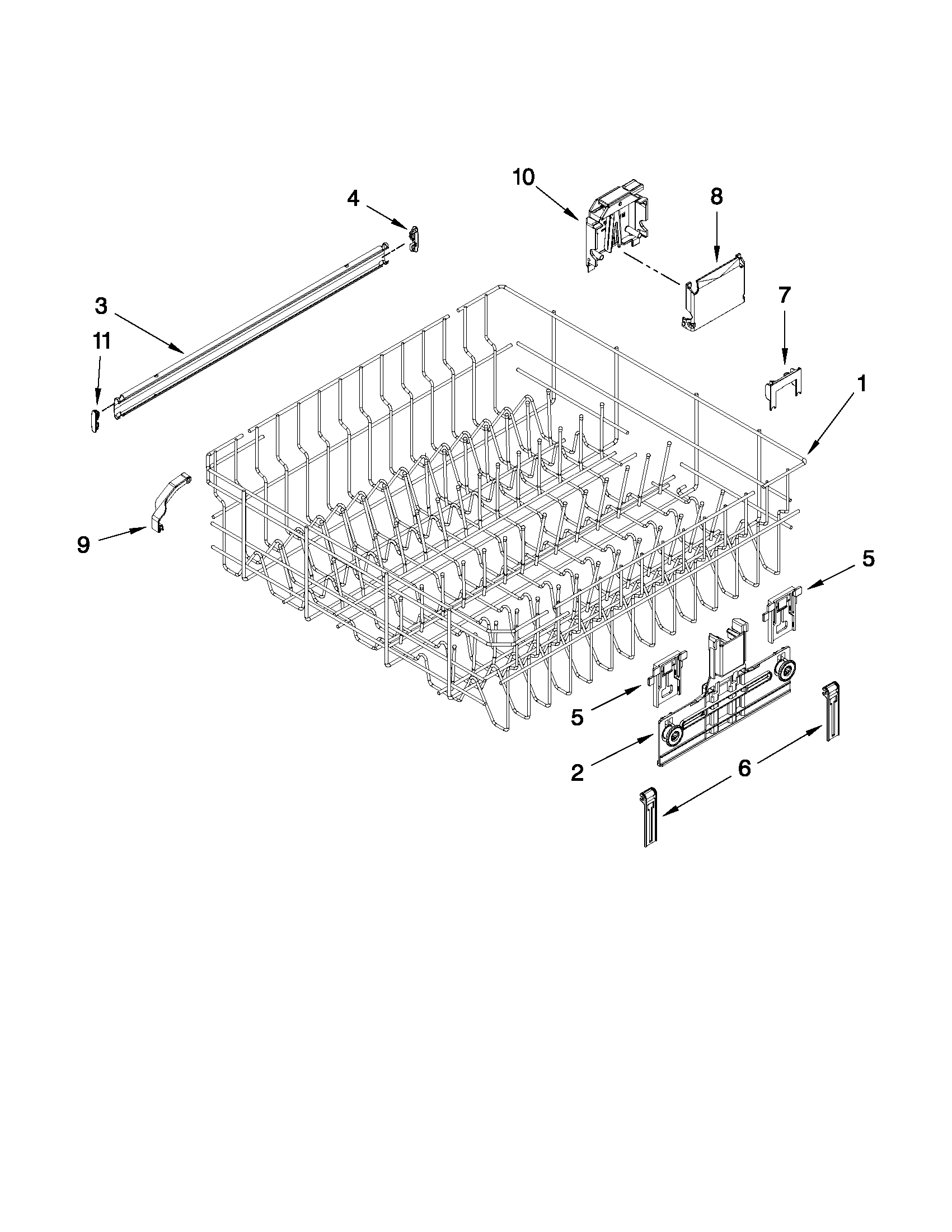 Upper rack and track parts