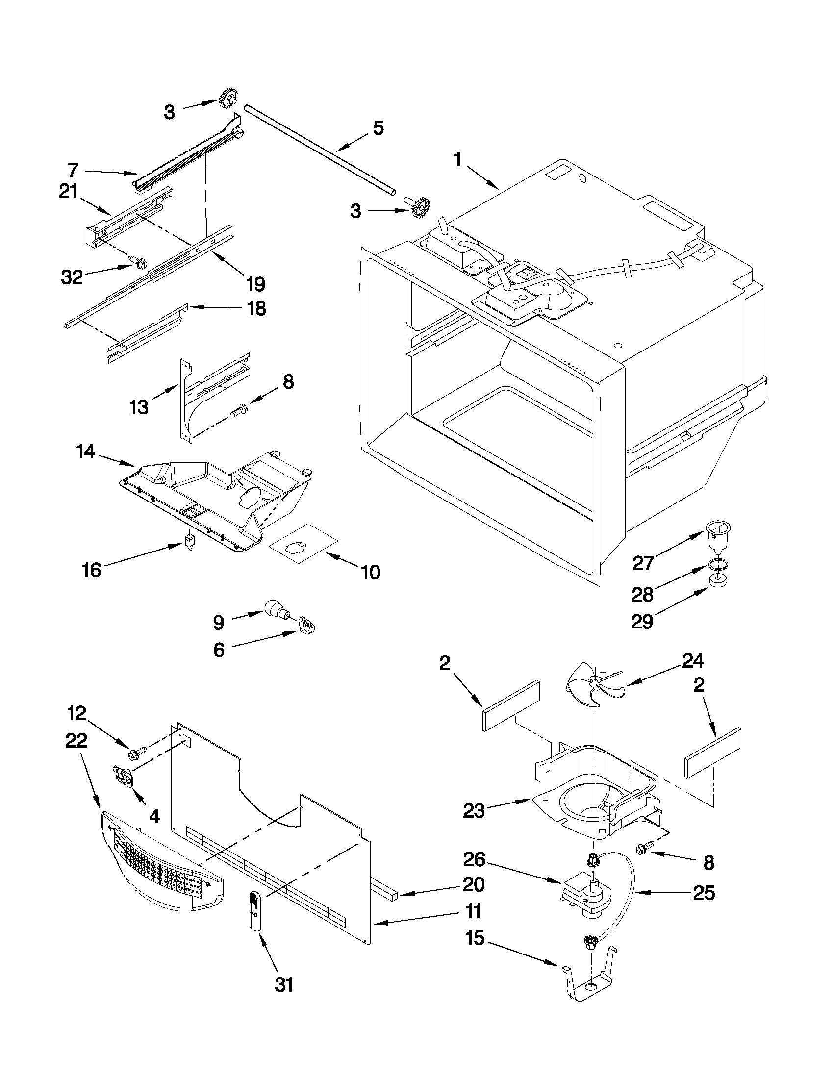 Freezer liner parts