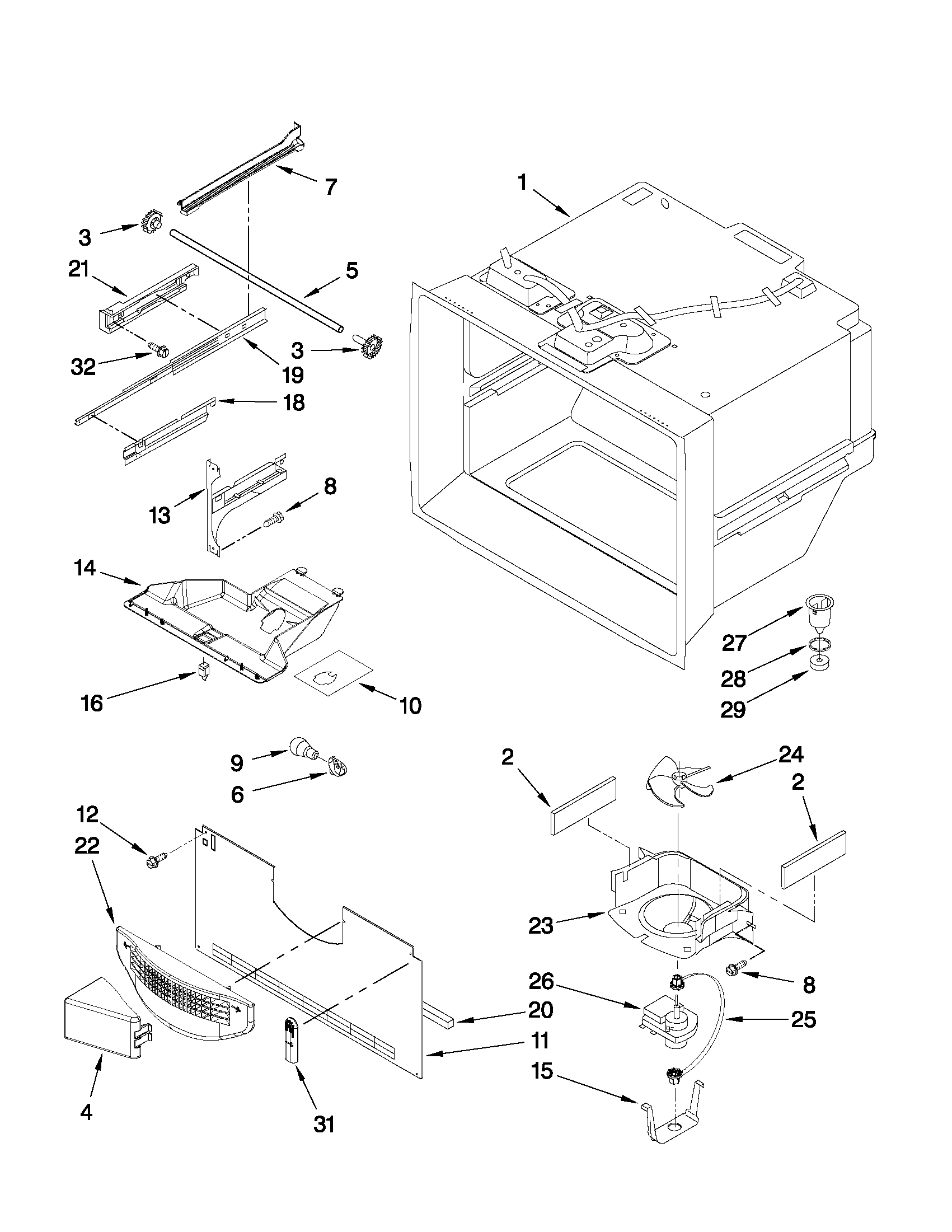 Freezer liner parts