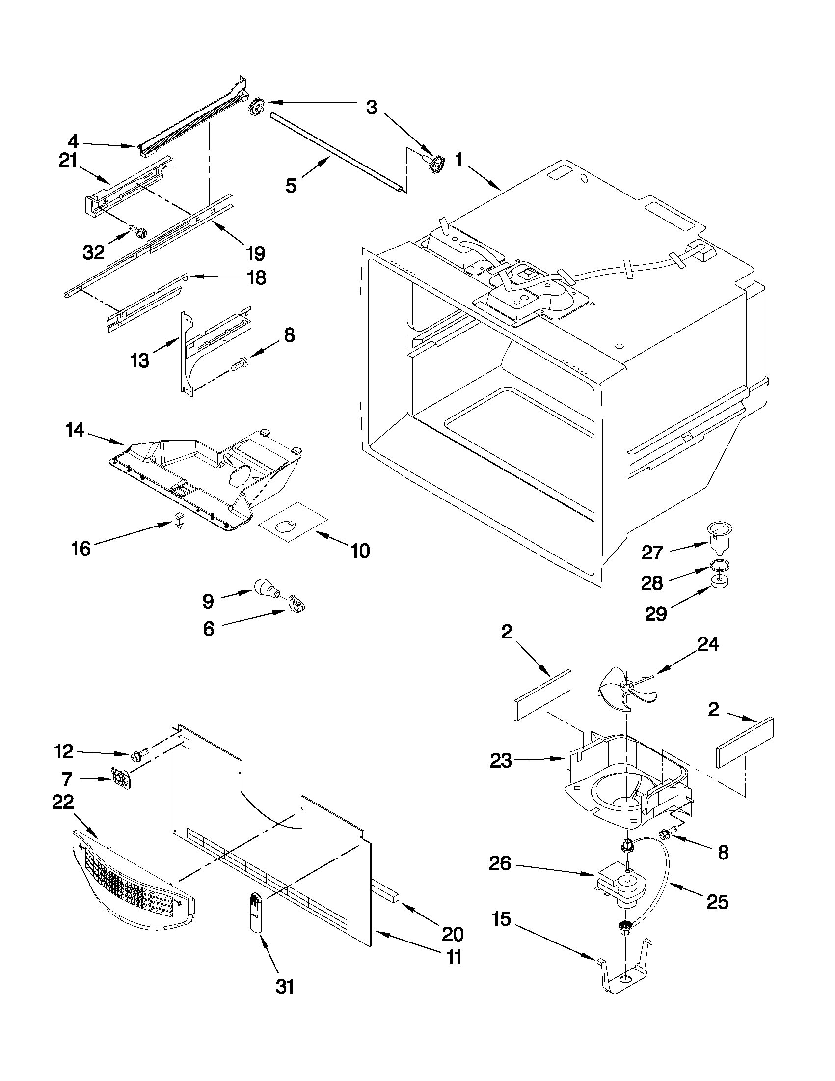 Freezer liner parts