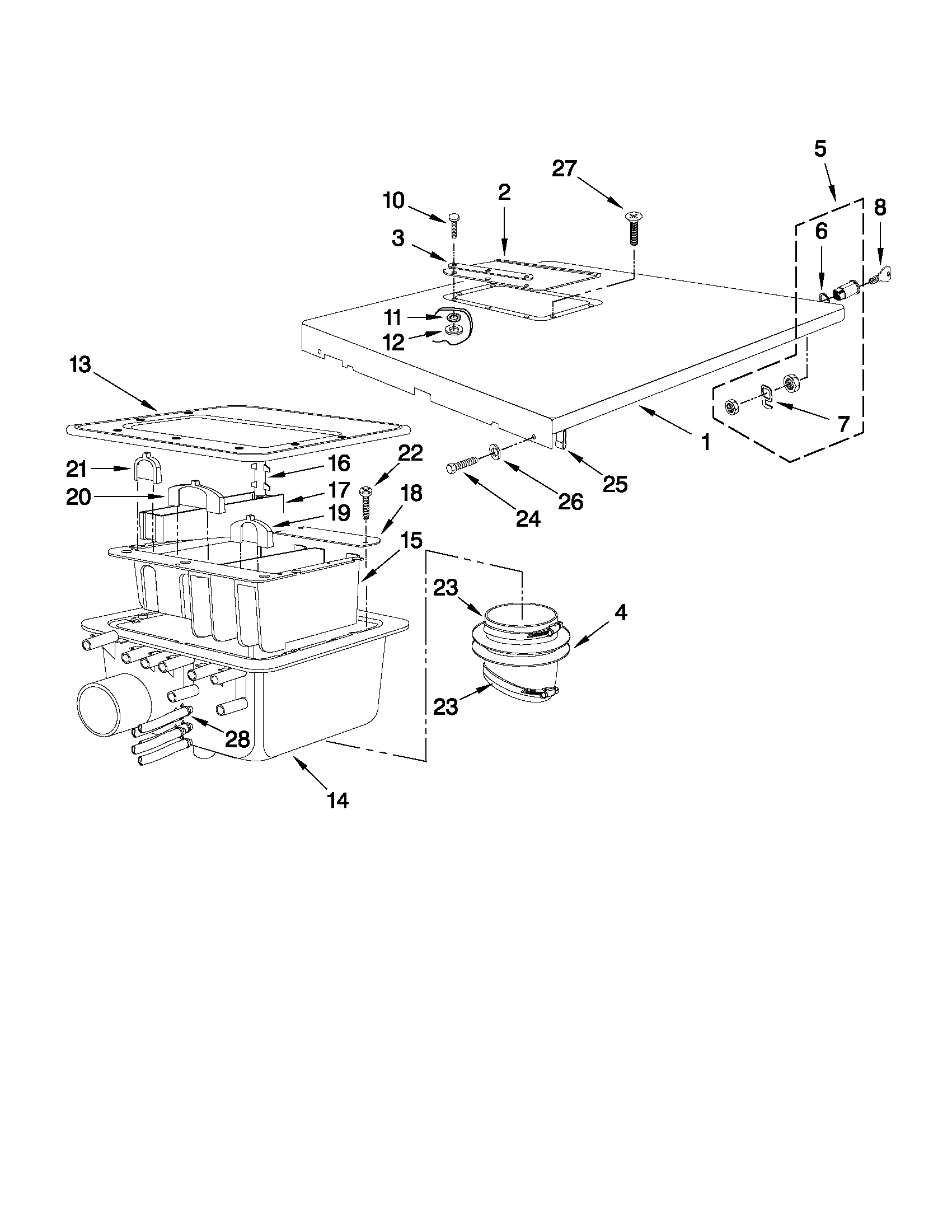 Soap hopper and top cover parts