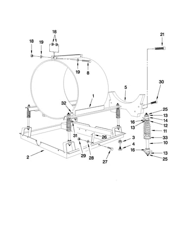 Frame and tub support parts
