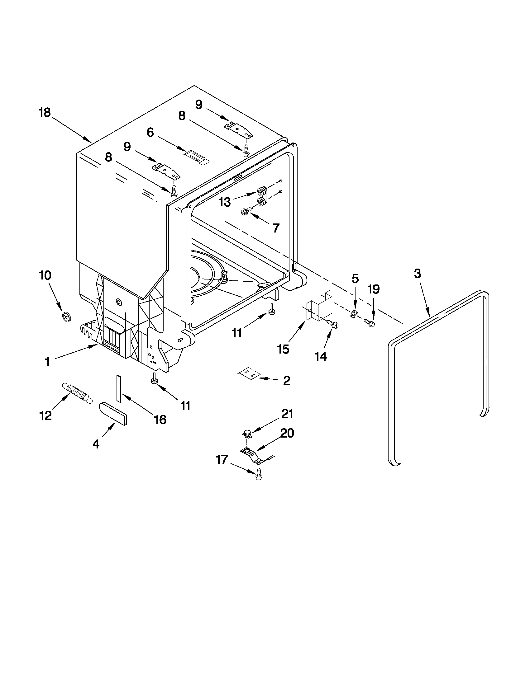 TUB AND FRAME PARTS