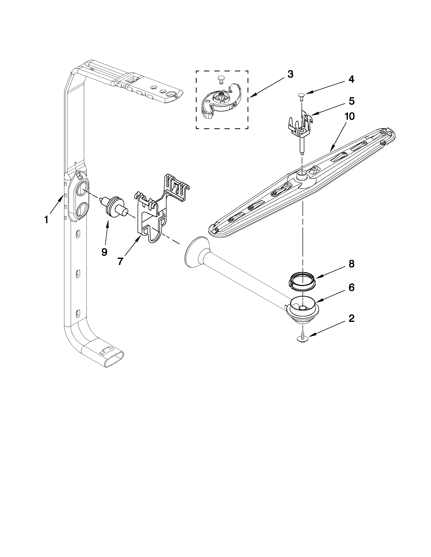 Upper wash and rinse parts