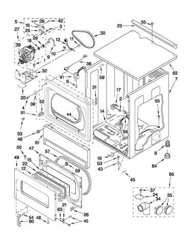 Upper cabinet and front panel parts