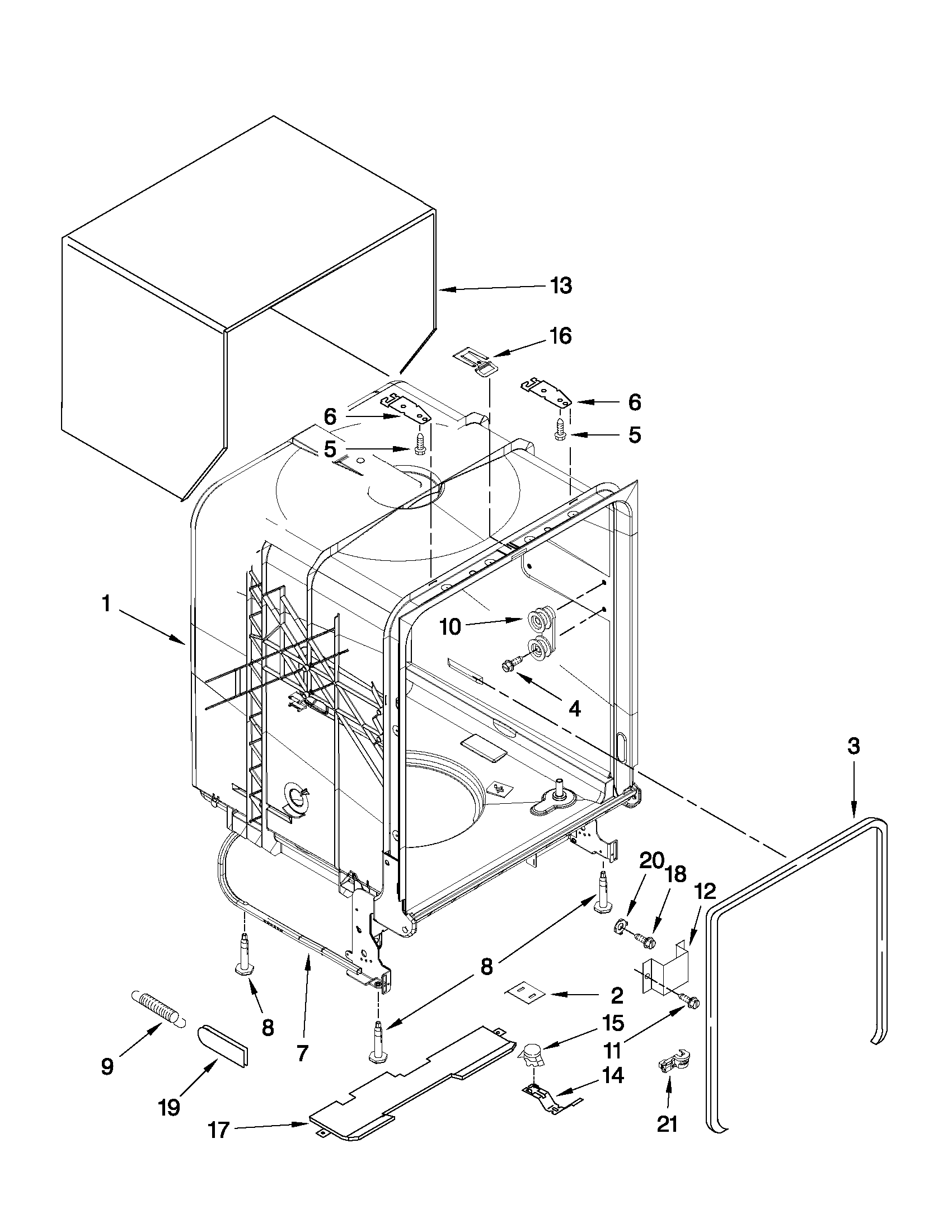 TUB AND FRAME PARTS