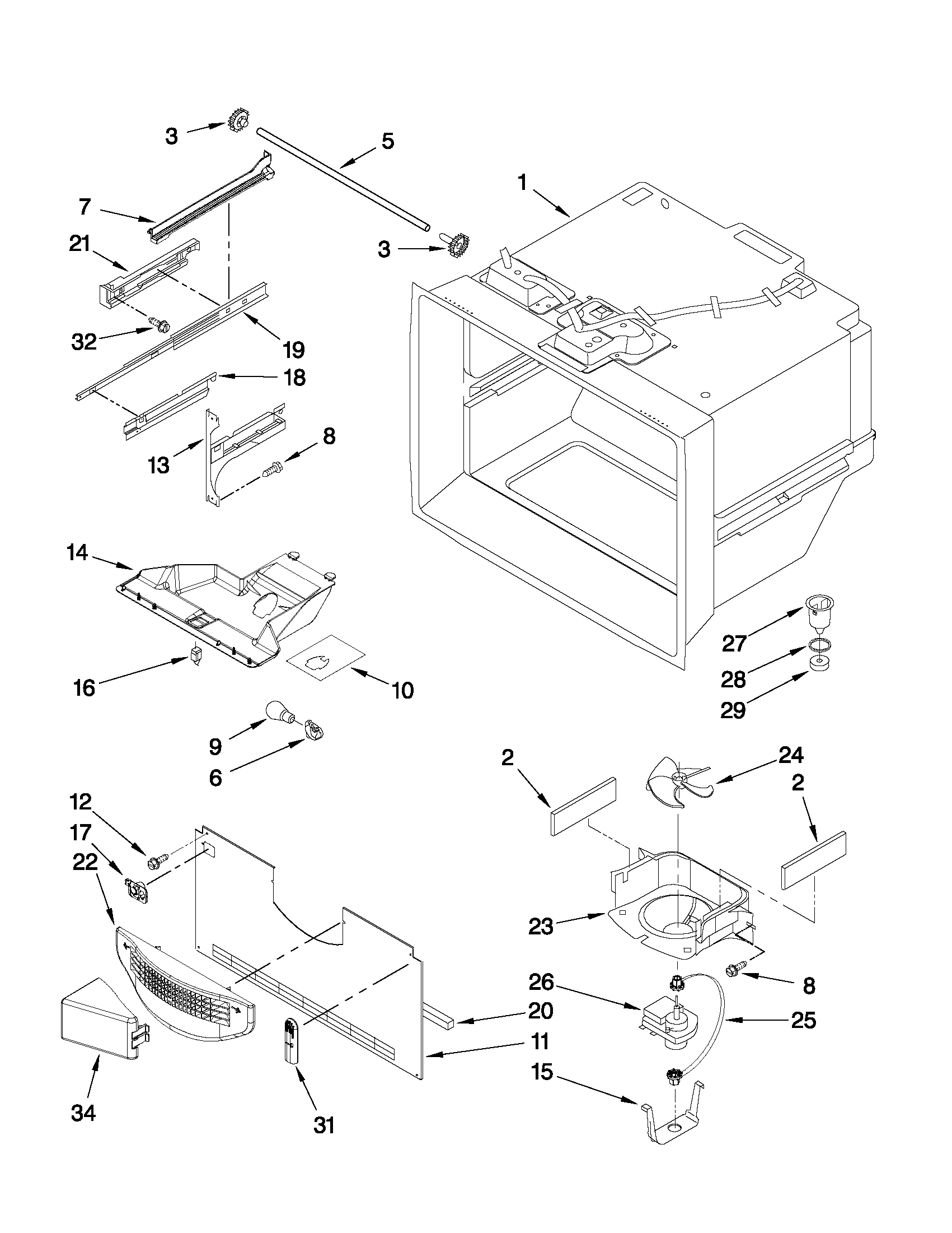 Freezer liner parts