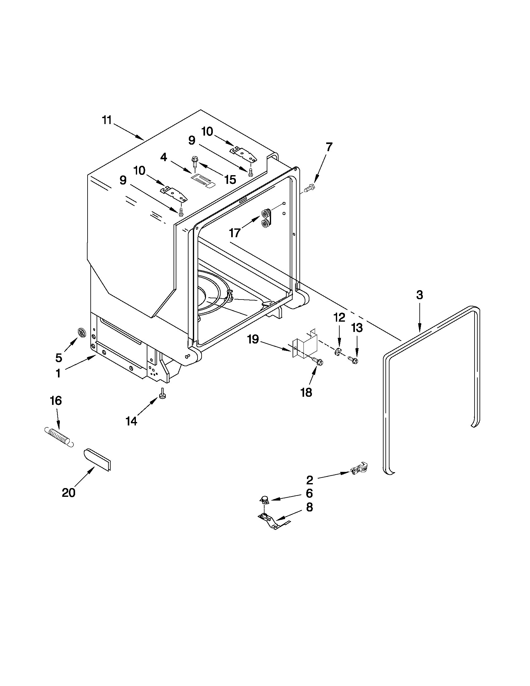 TUB AND FRAME PARTS