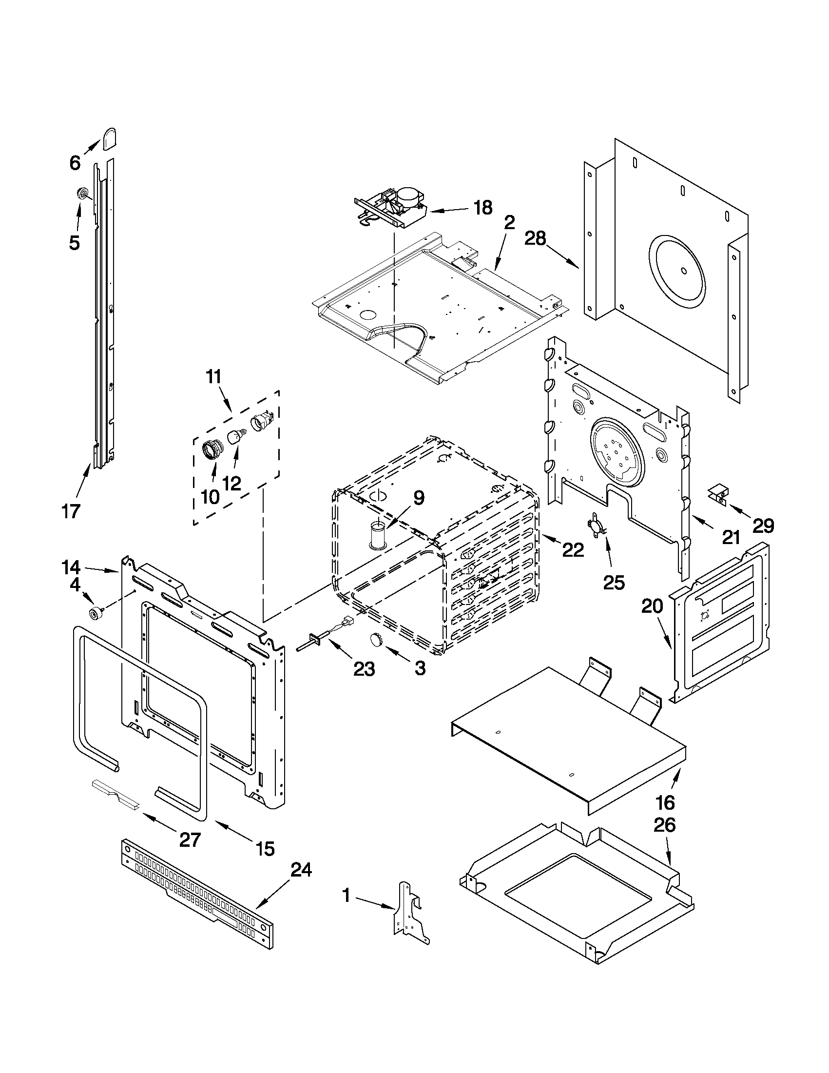 Upper oven parts
