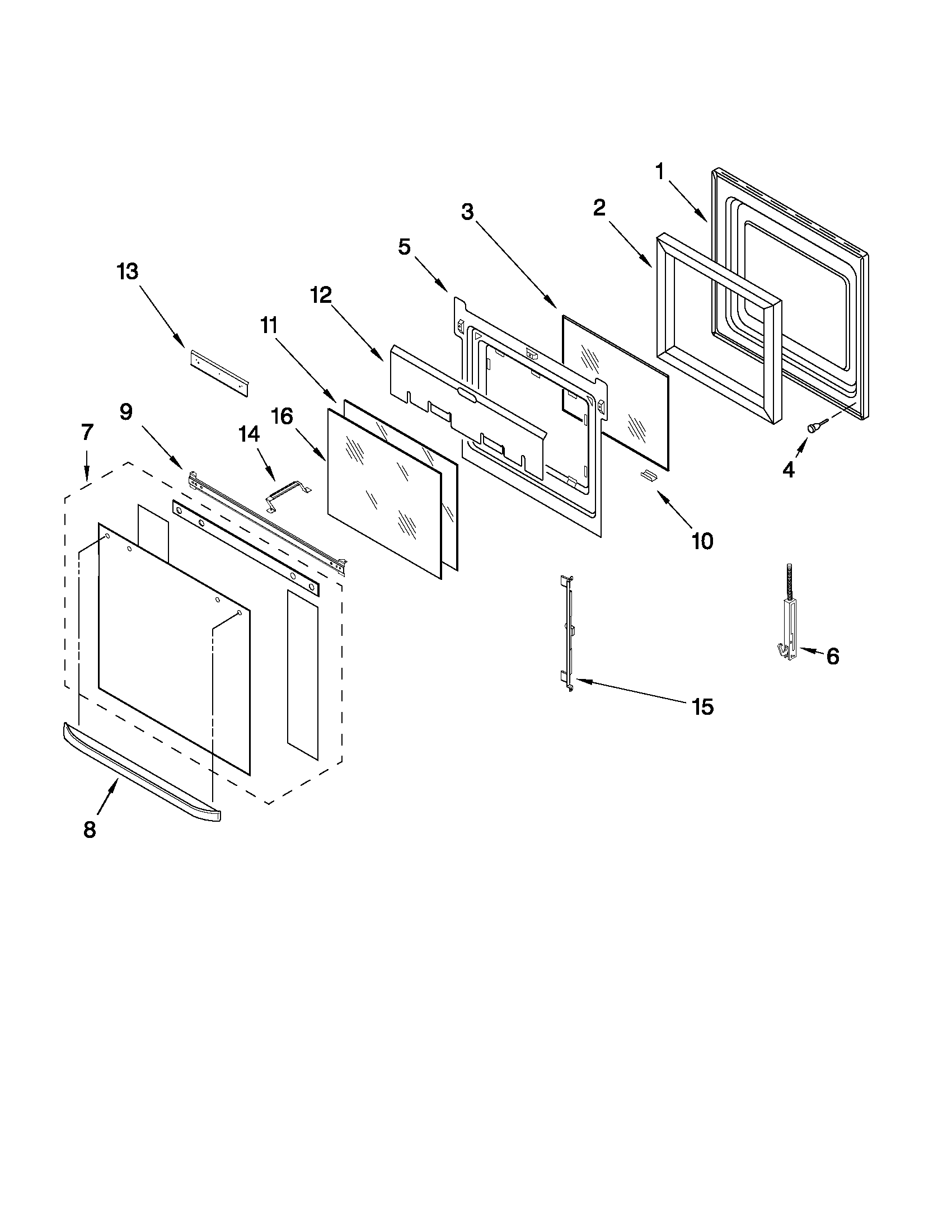 Lower oven door parts