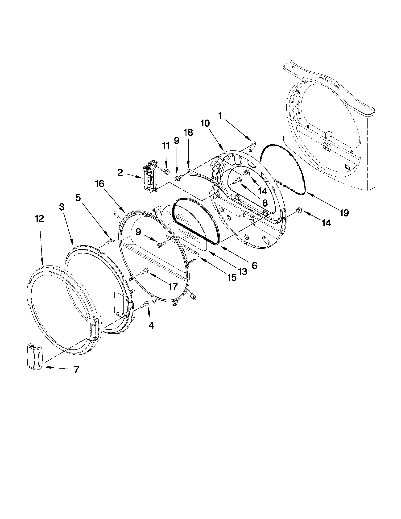 Dryer door parts