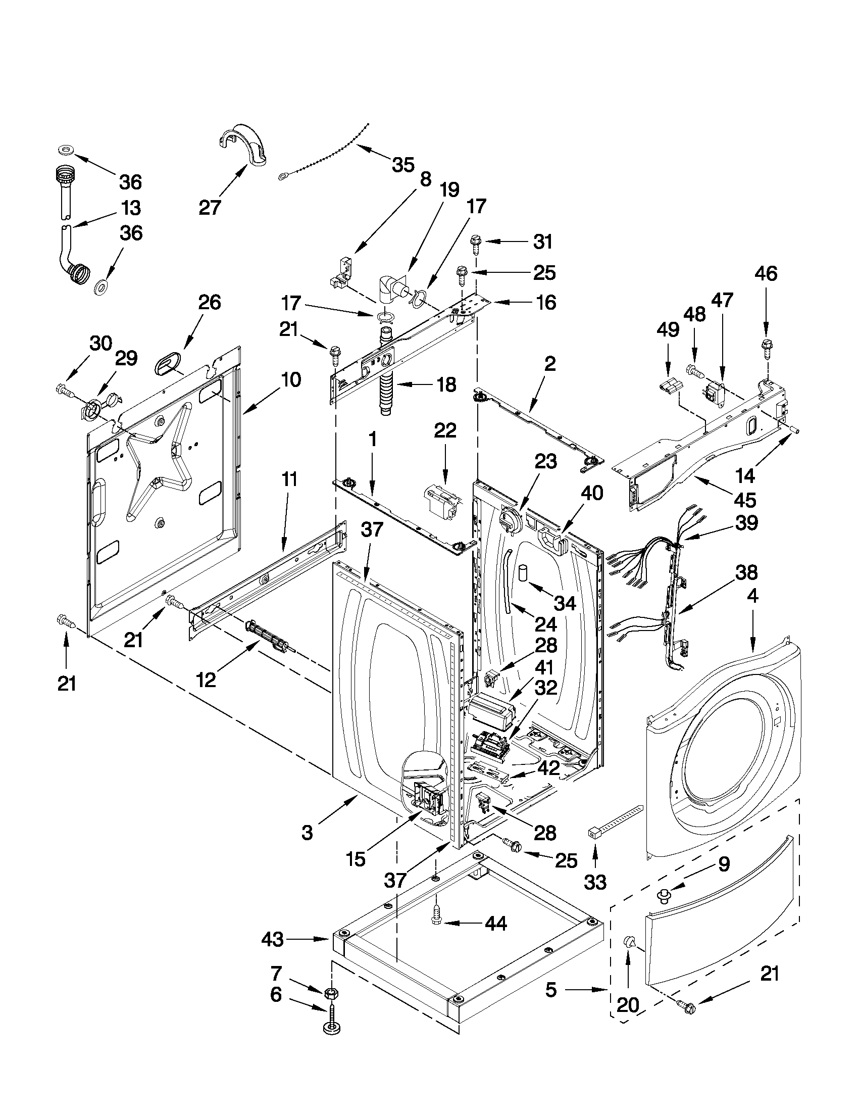 Washer cabinet parts