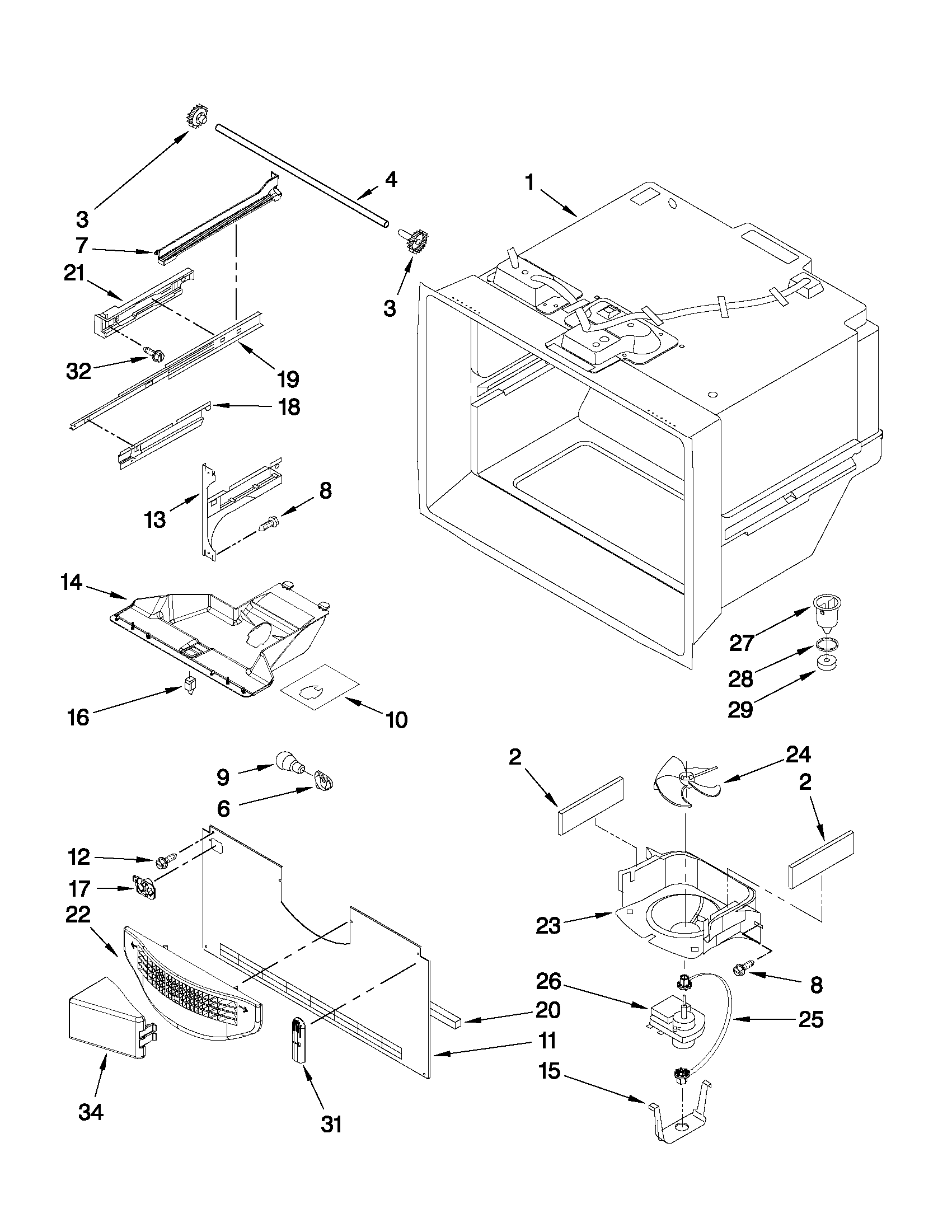 Freezer liner parts