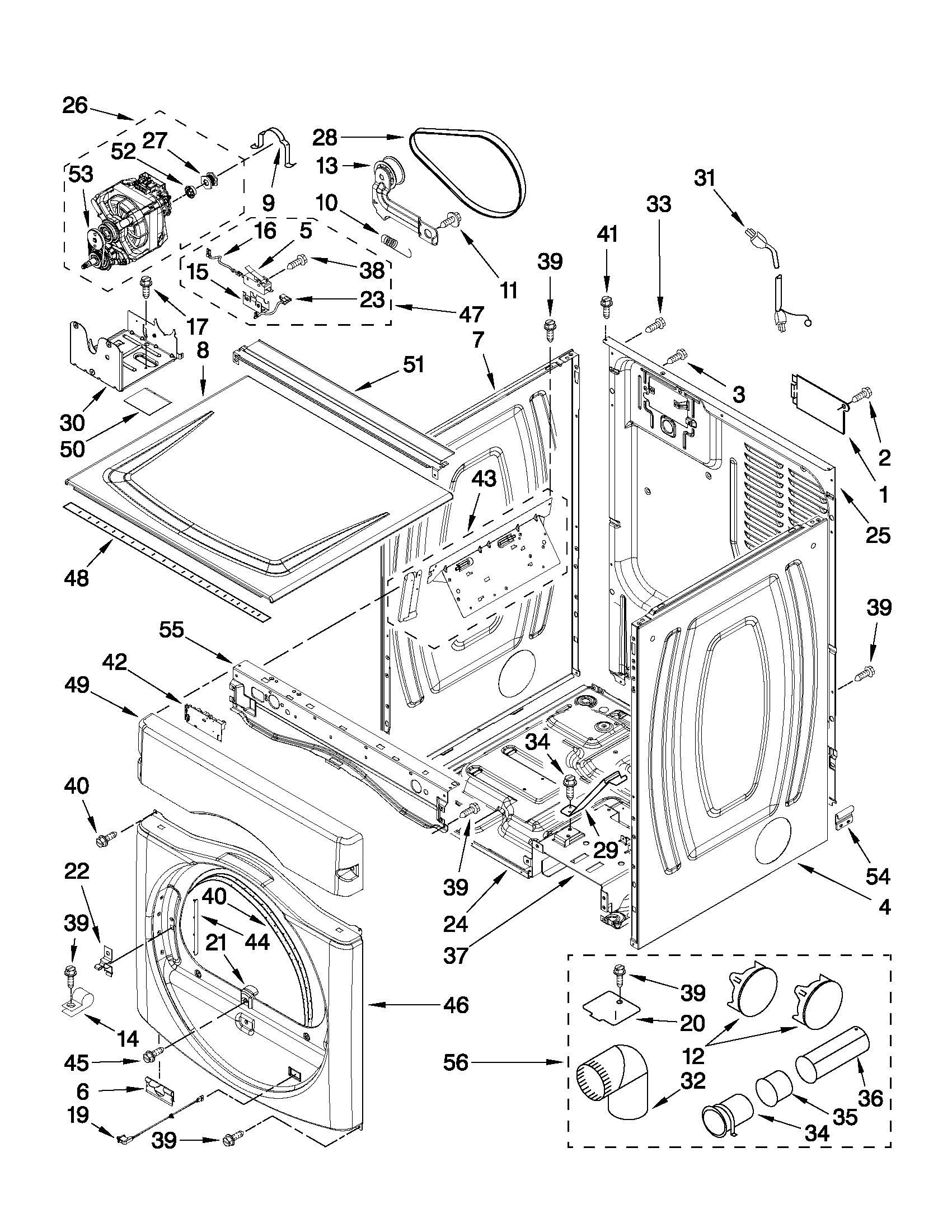 Dryer cabinet parts