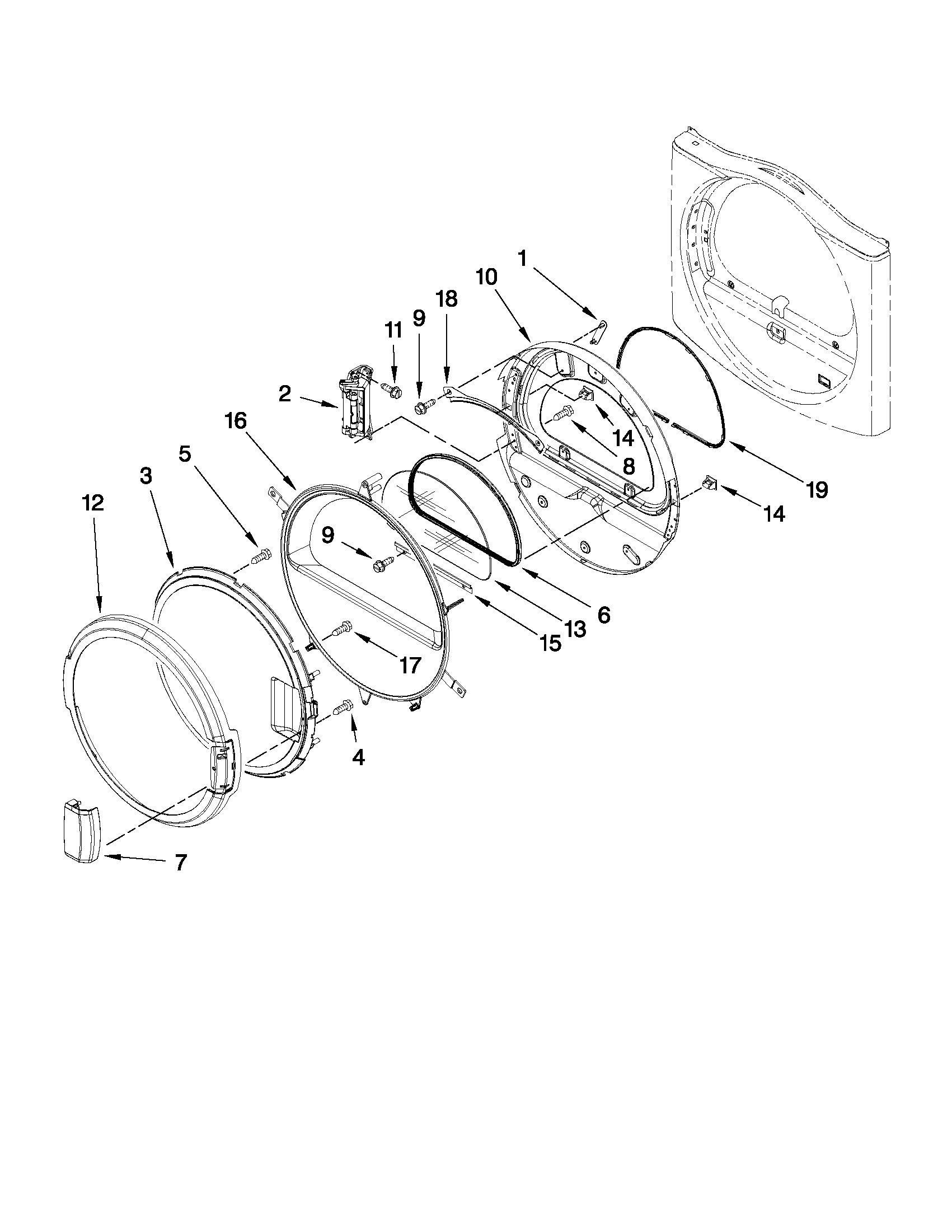 Dryer door parts