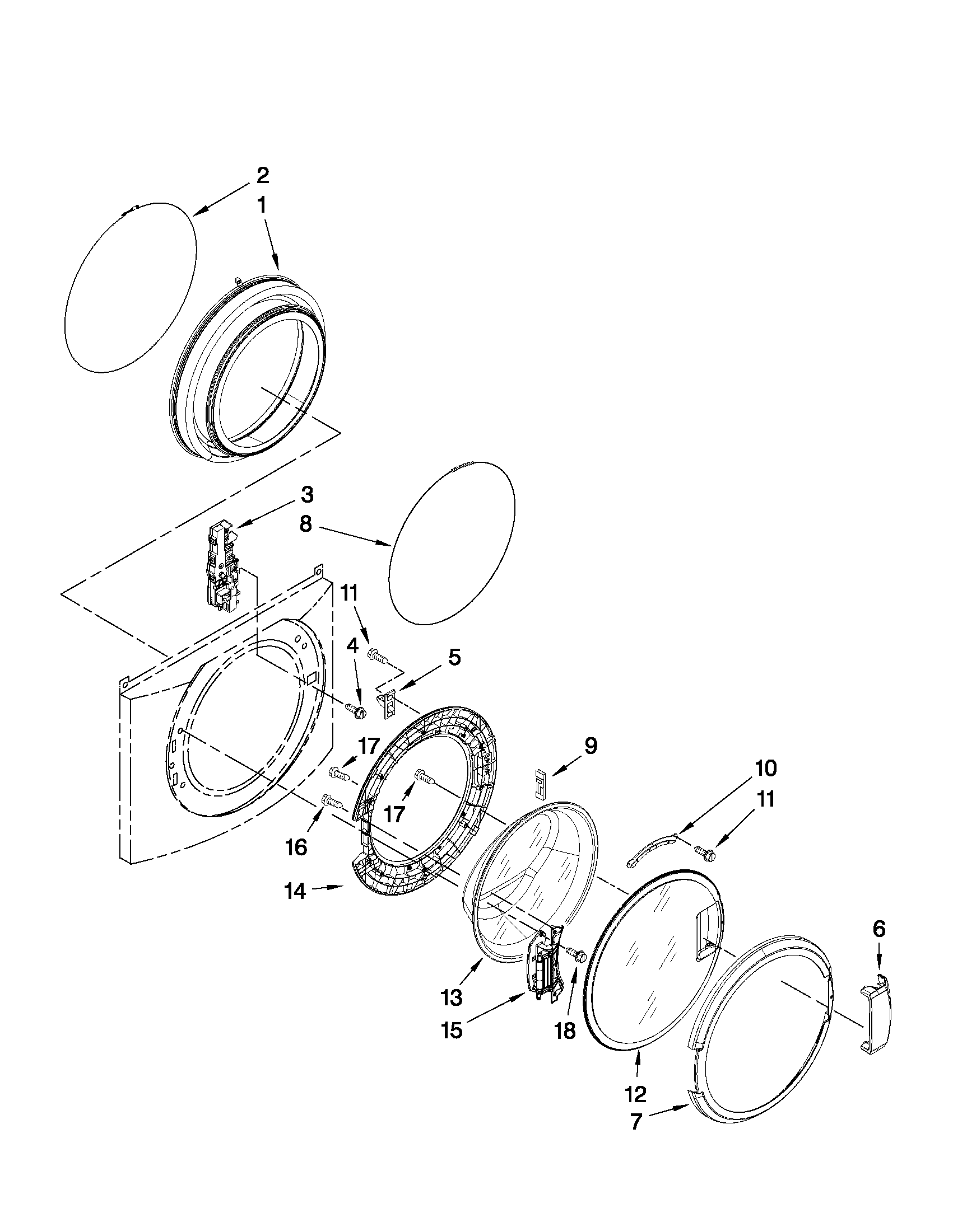 Washer door parts