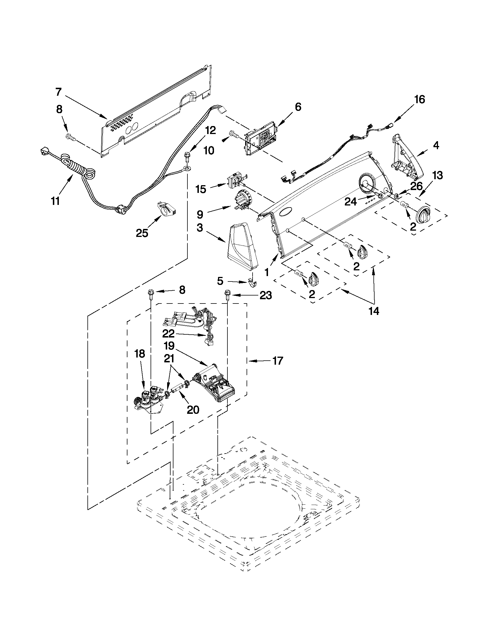Controls and water inlet parts