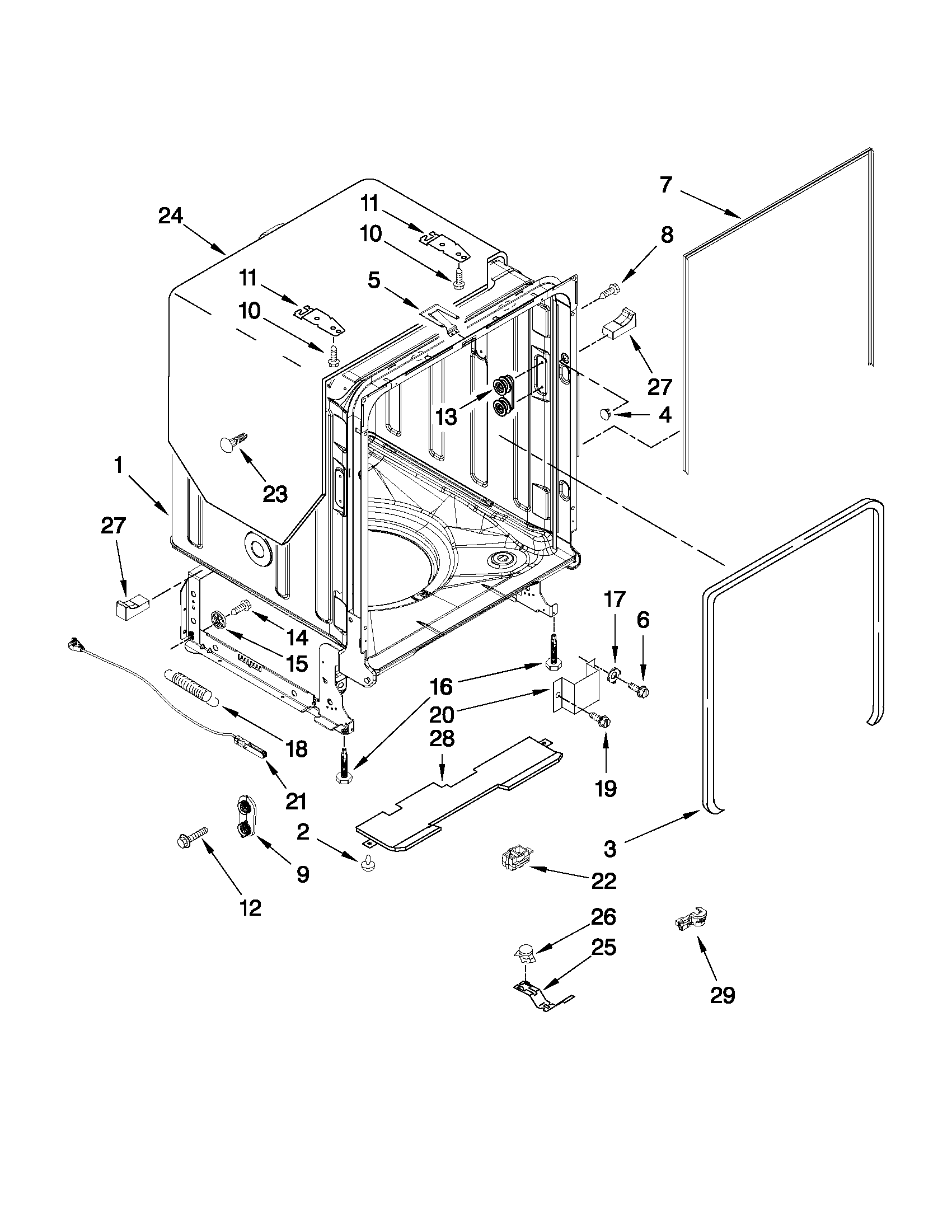 Tub and frame parts