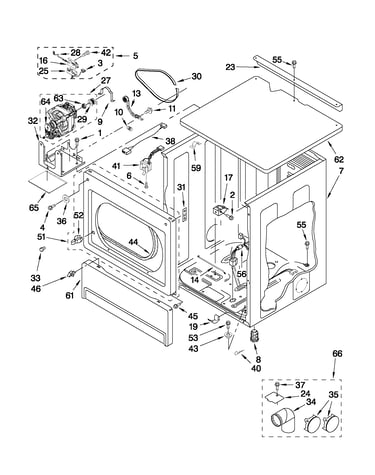 Upper cabinet and front panel parts