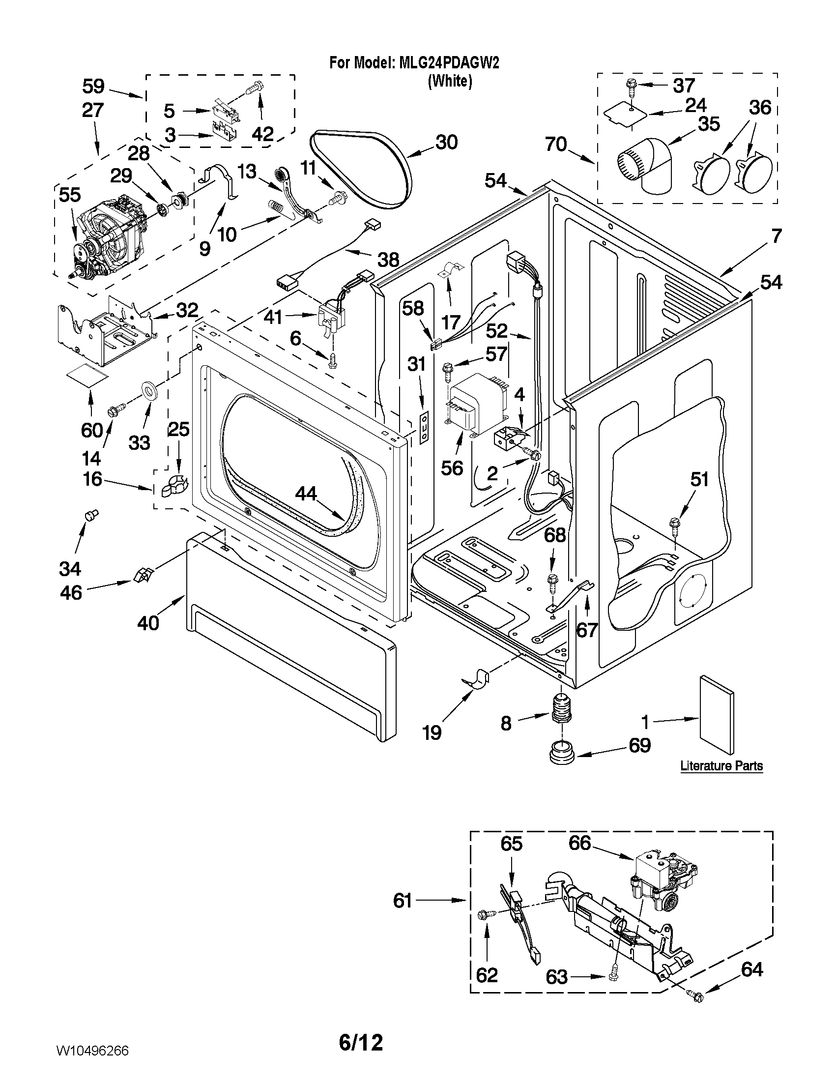 Lower cabinet and front panel parts