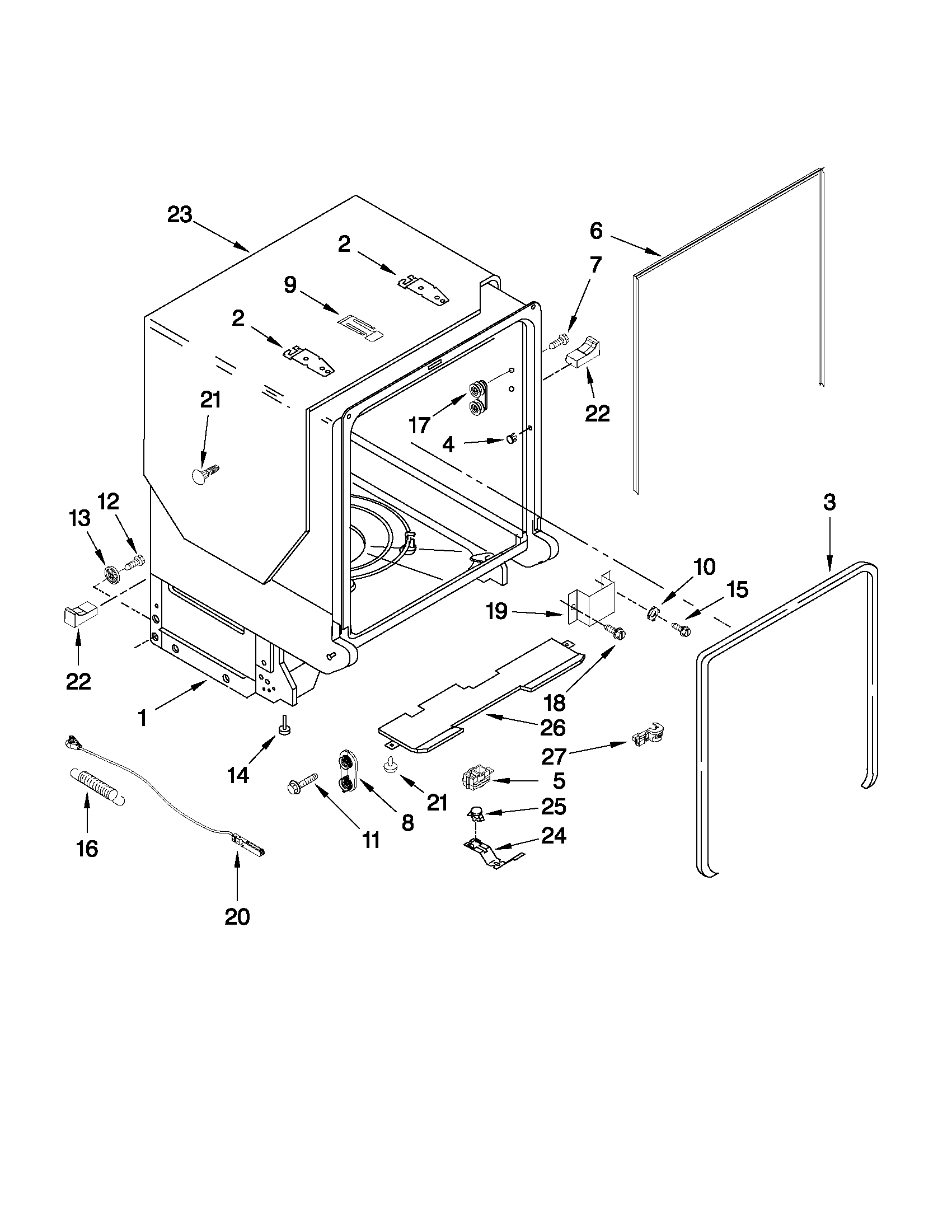 Tub and frame parts