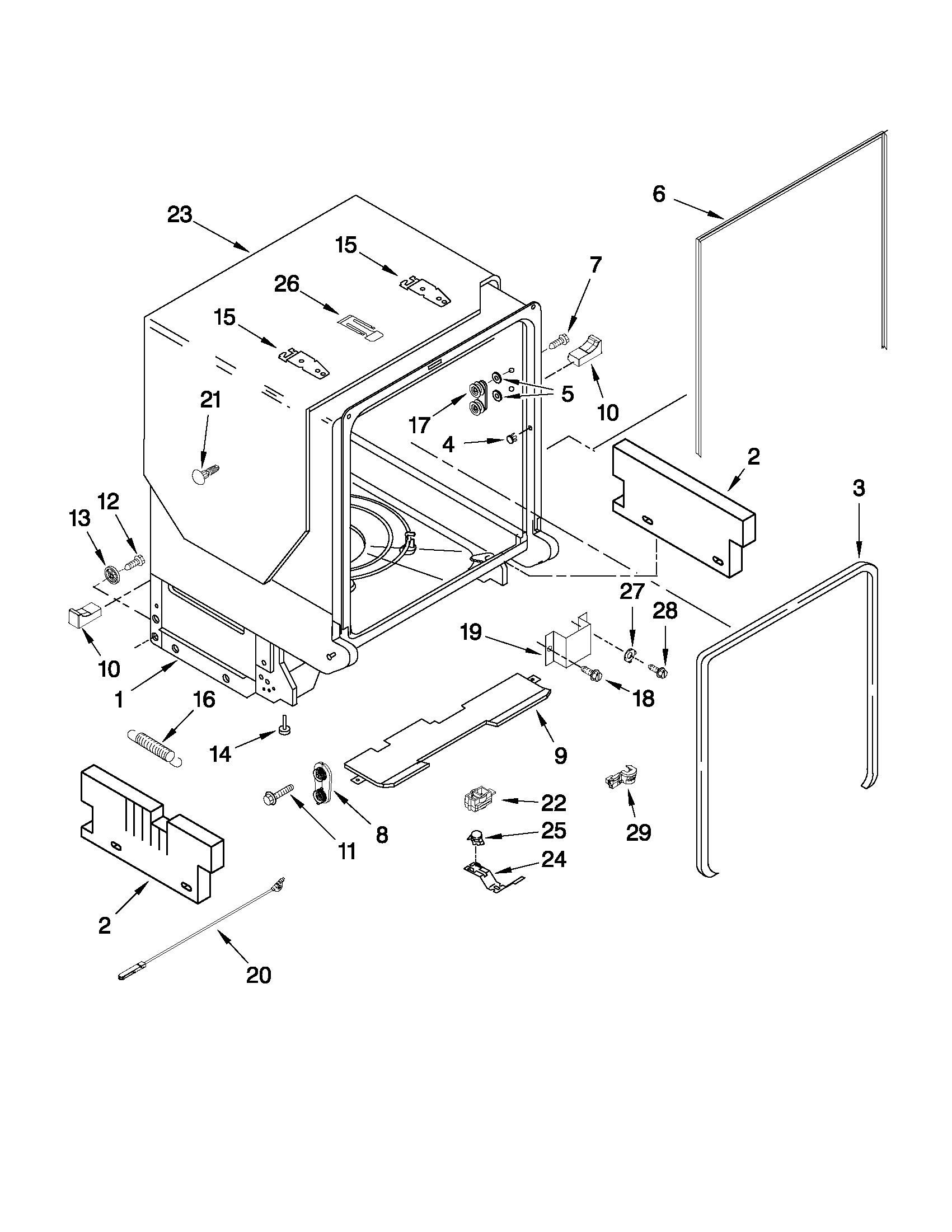 Tub and frame parts