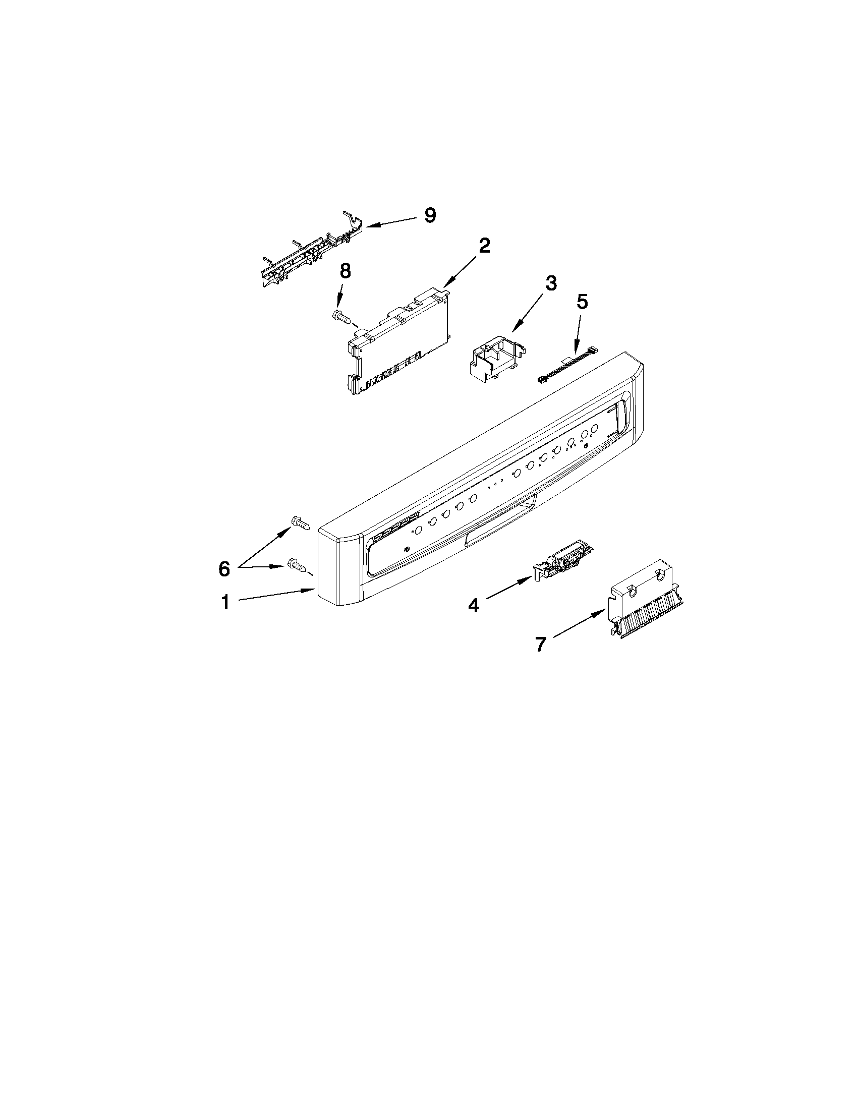 Control panel and latch parts