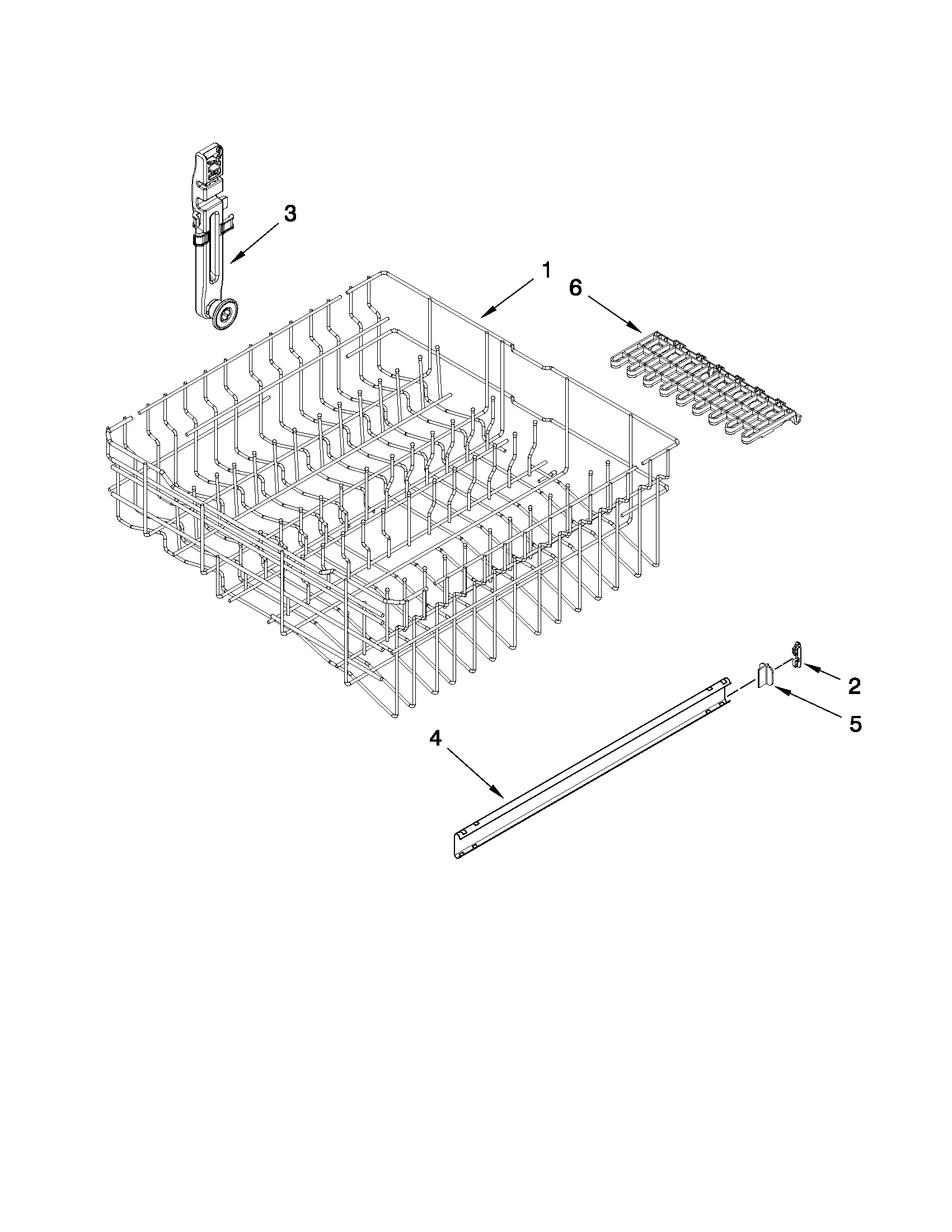 Upper rack and track parts