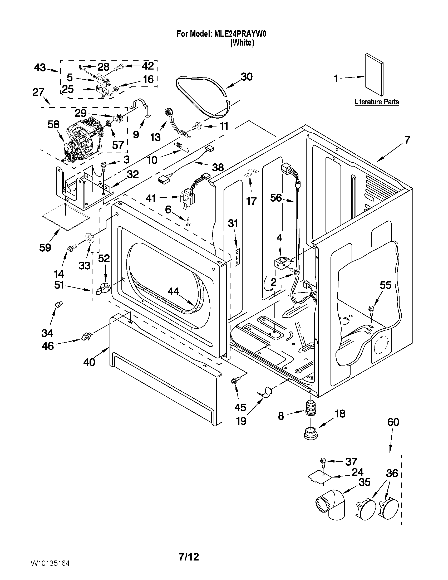 Lower cabinet and front panel parts