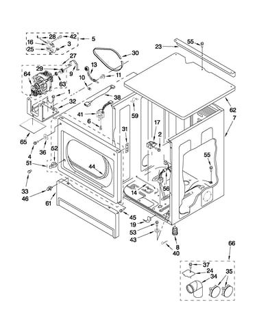 Upper cabinet and front panel parts
