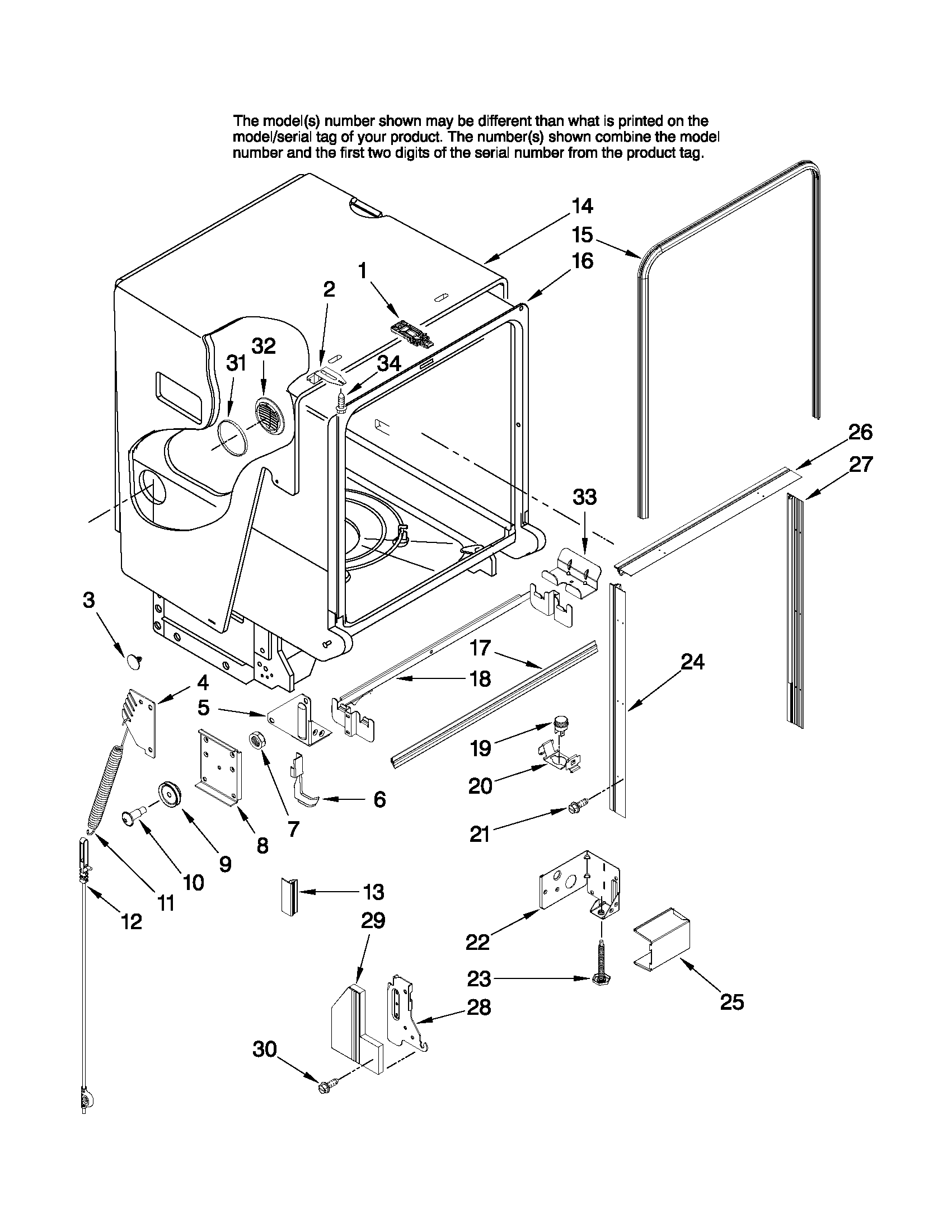Tub and frame parts