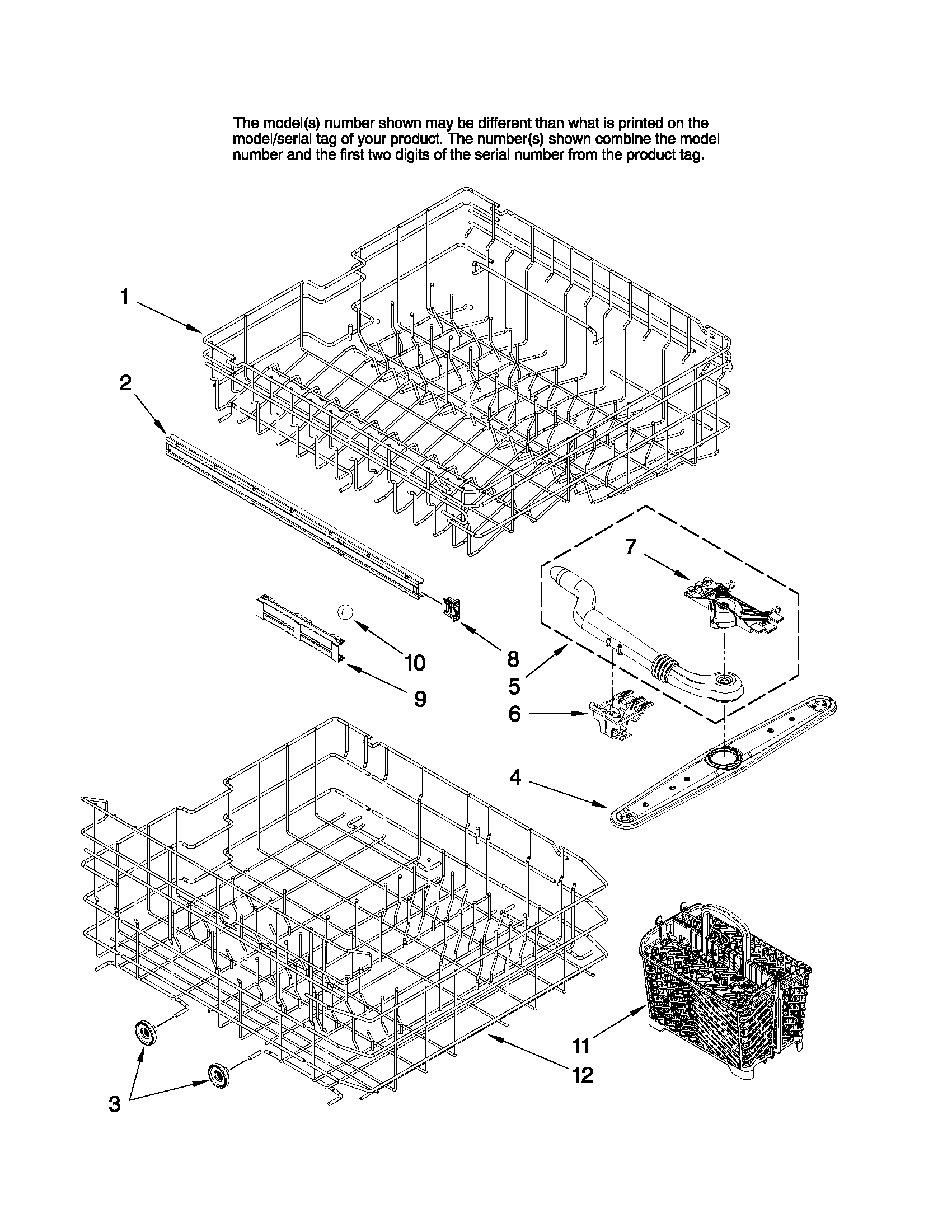 Upper and lower rack parts
