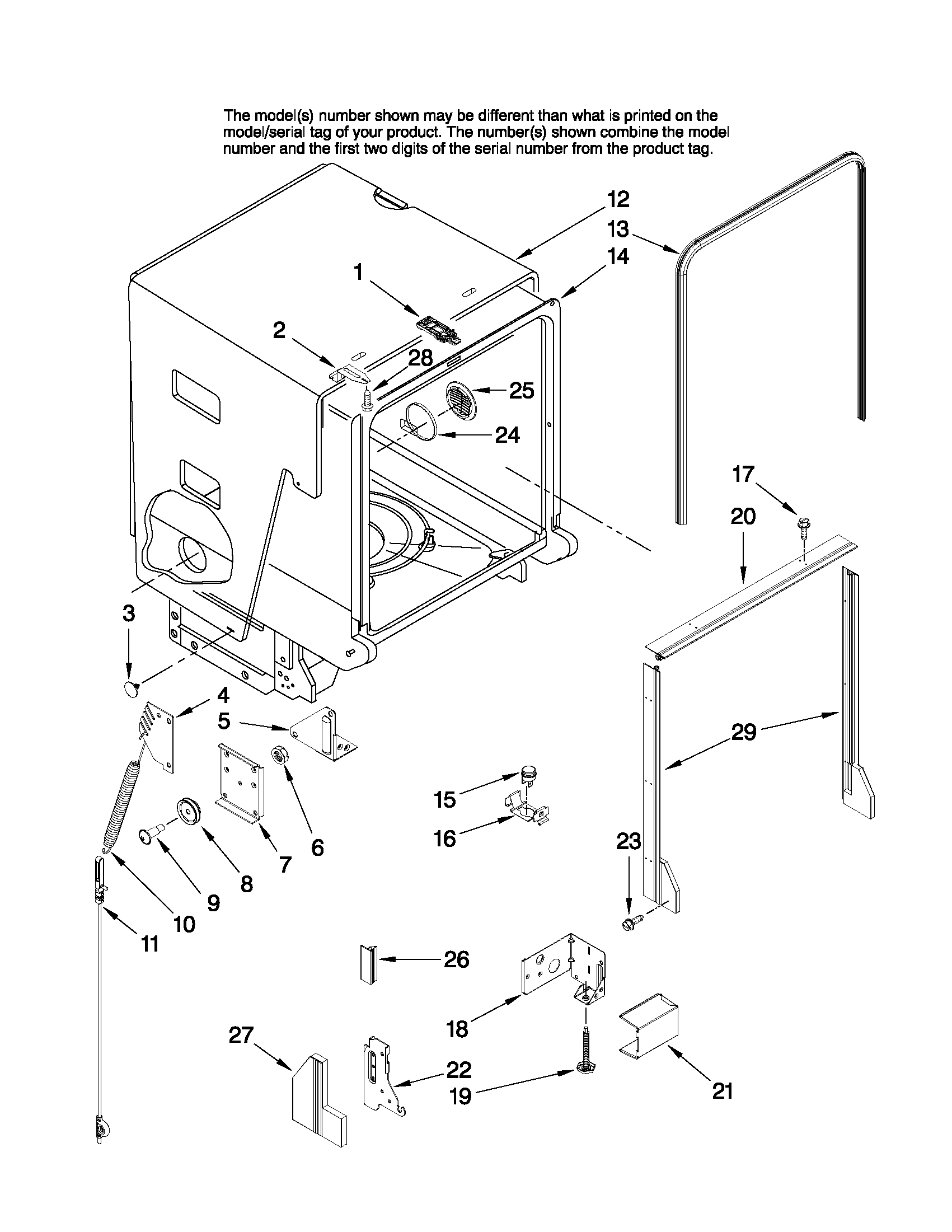 Tub and frame parts