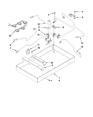 Burner box, gas valves, and switches
